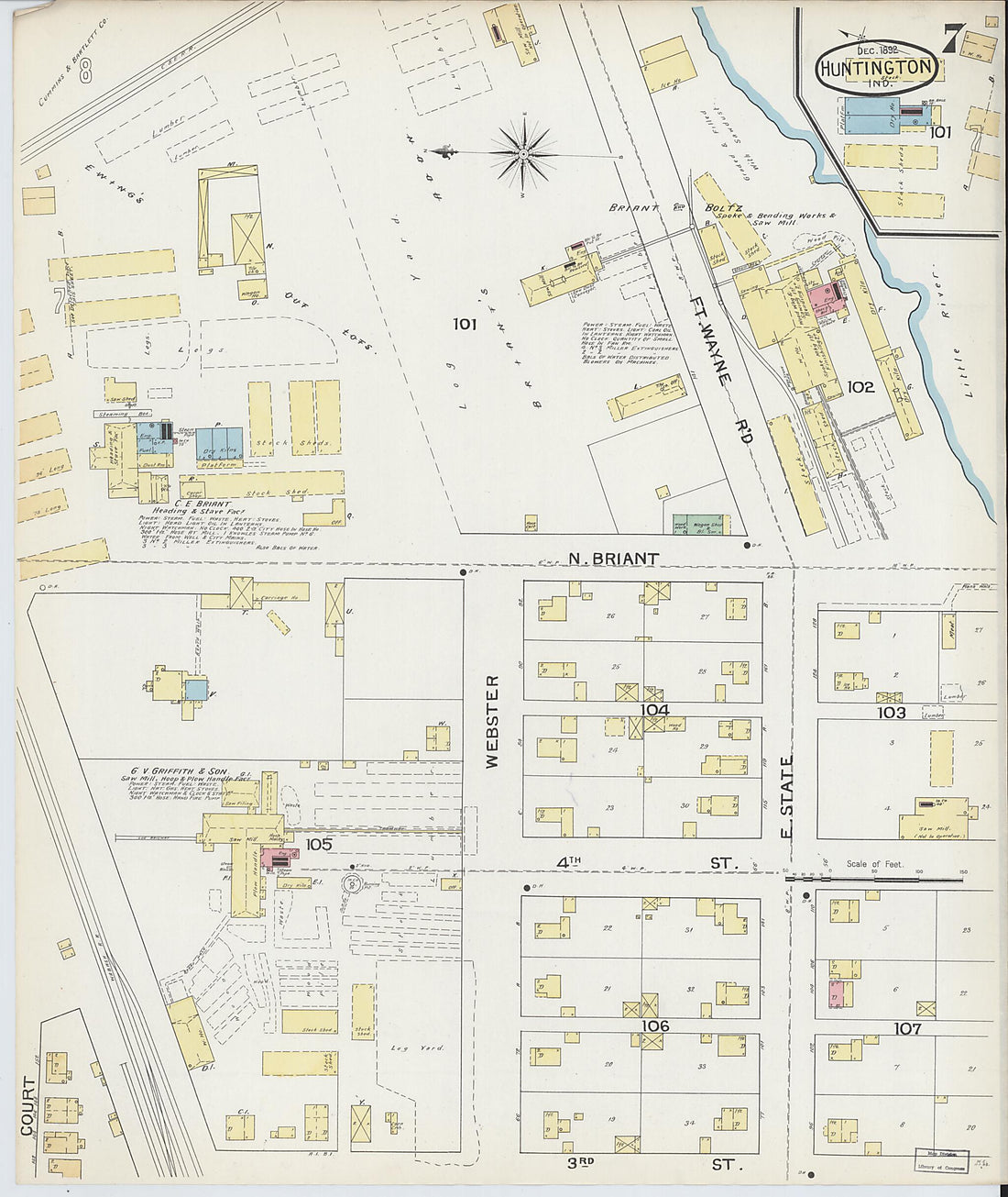 This old map of Huntington, Huntington County, Indiana was created by Sanborn Map Company in 1892