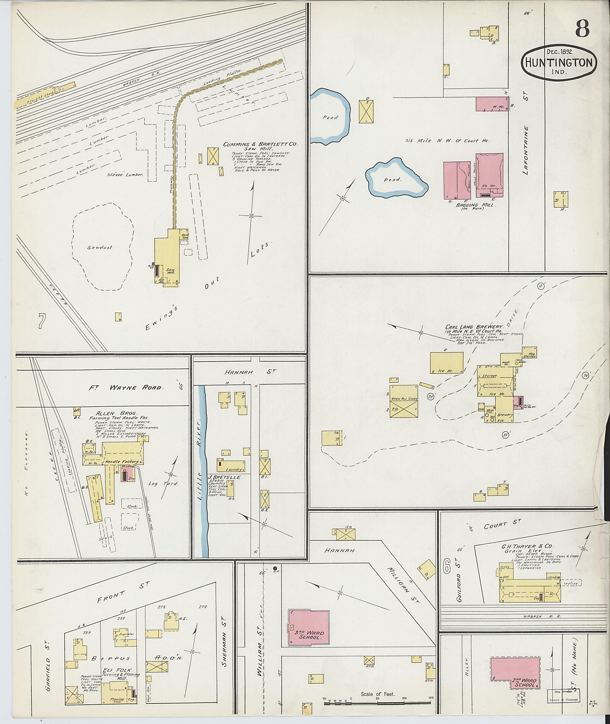 This old map of Huntington, Huntington County, Indiana was created by Sanborn Map Company in 1892