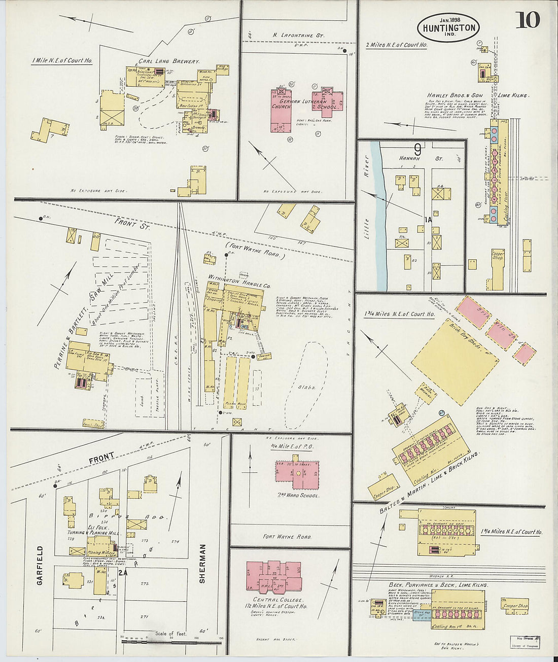 This old map of Huntington, Huntington County, Indiana was created by Sanborn Map Company in 1898