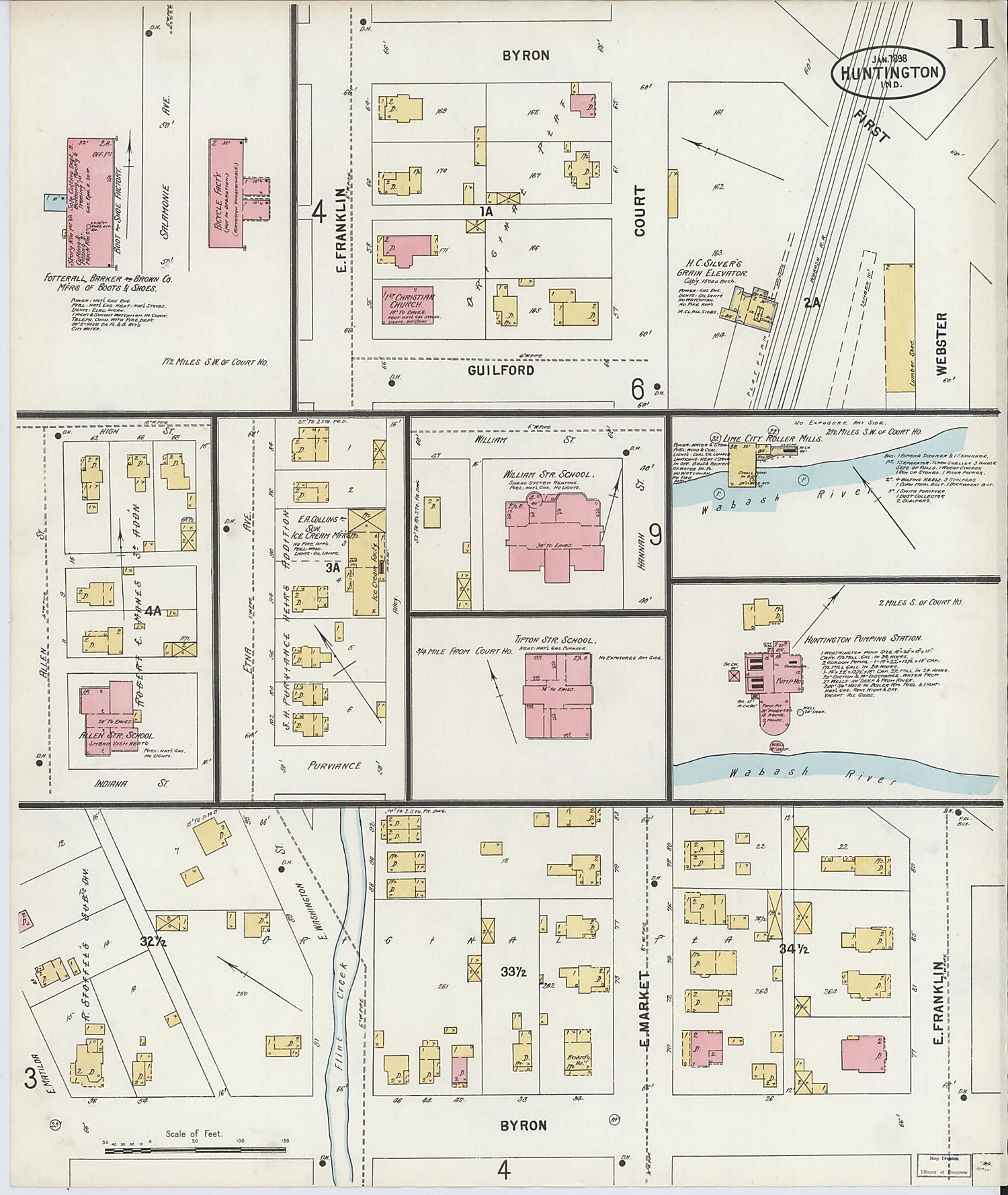 This old map of Huntington, Huntington County, Indiana was created by Sanborn Map Company in 1898