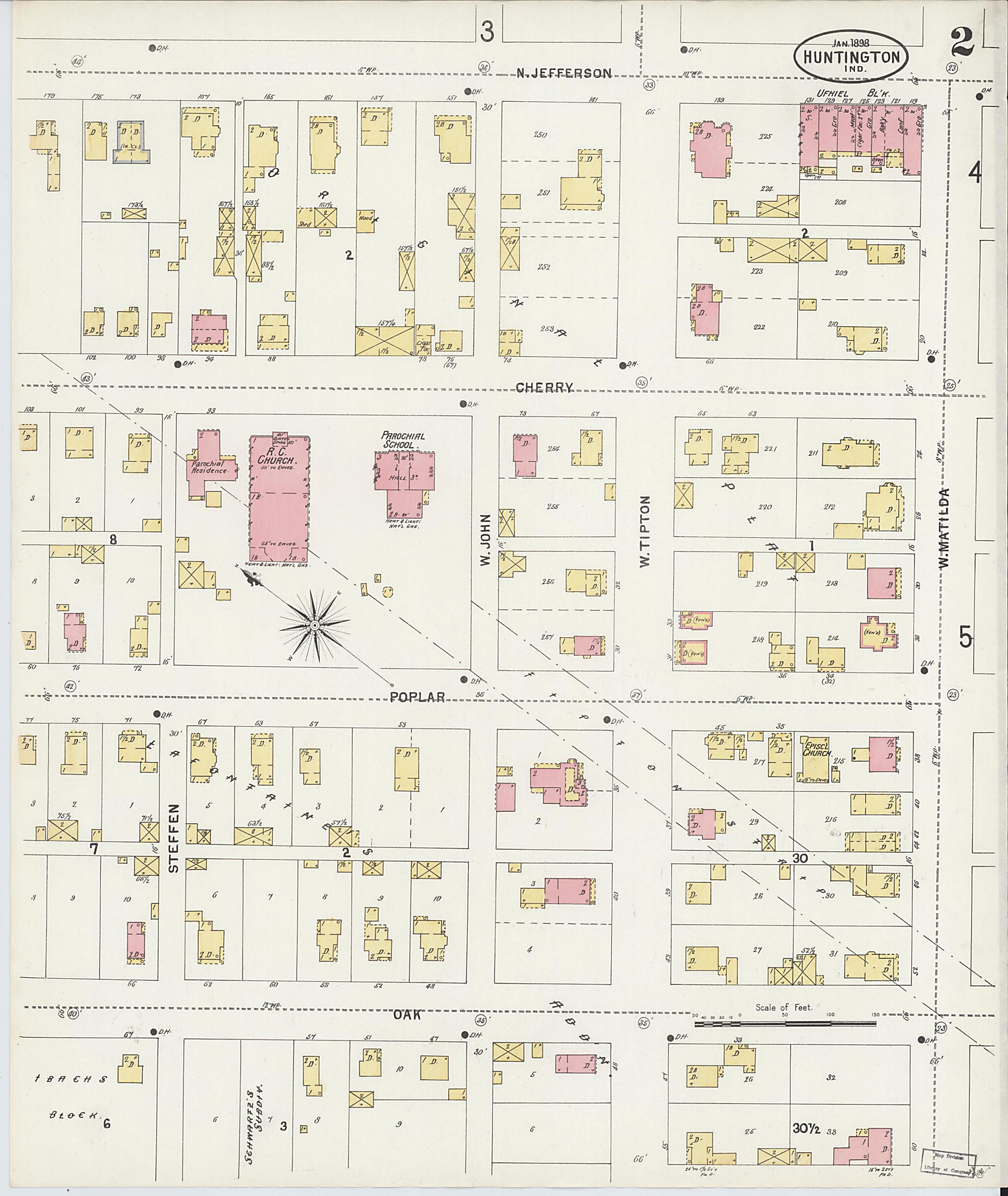 This old map of Huntington, Huntington County, Indiana was created by Sanborn Map Company in 1898