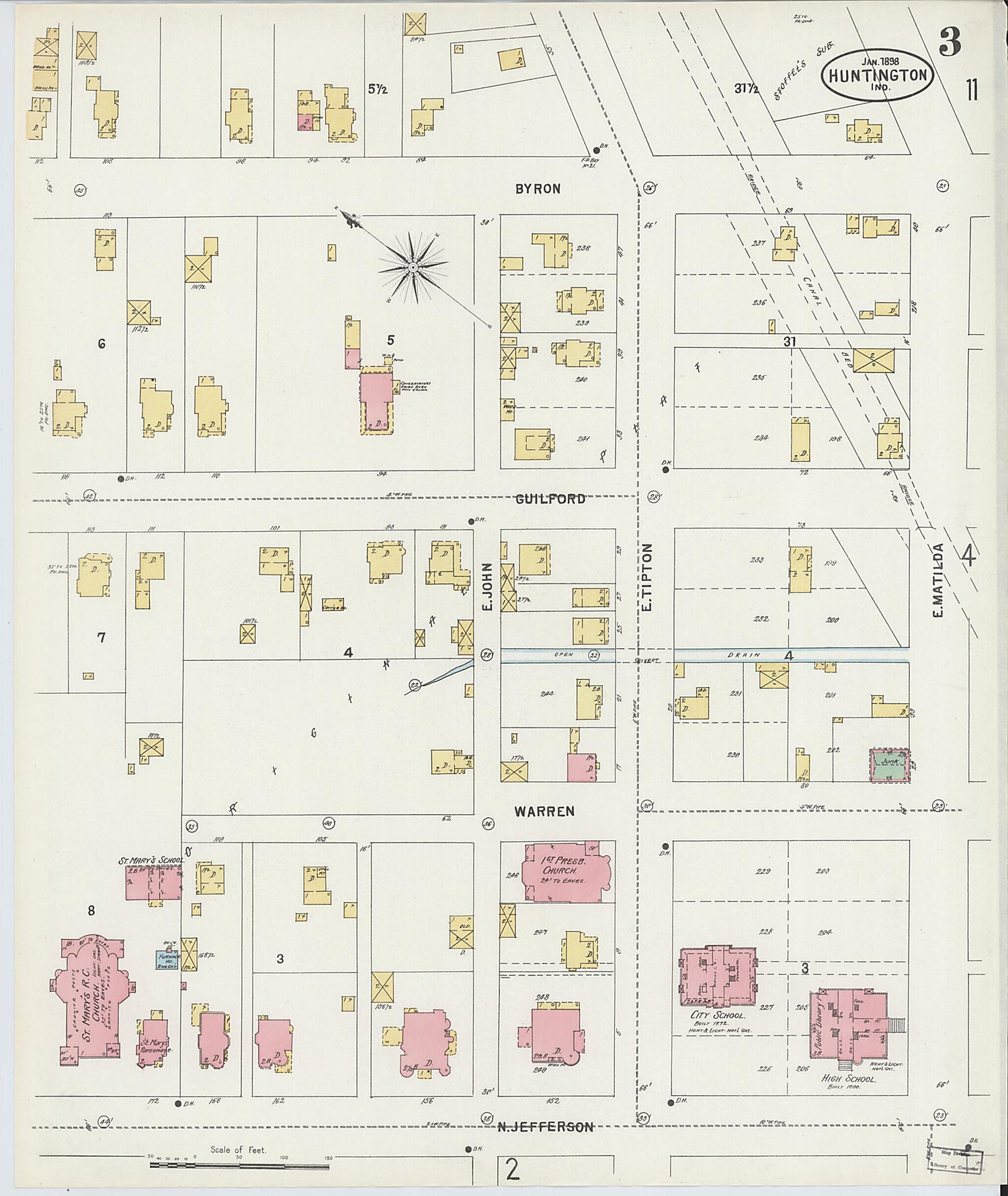 This old map of Huntington, Huntington County, Indiana was created by Sanborn Map Company in 1898