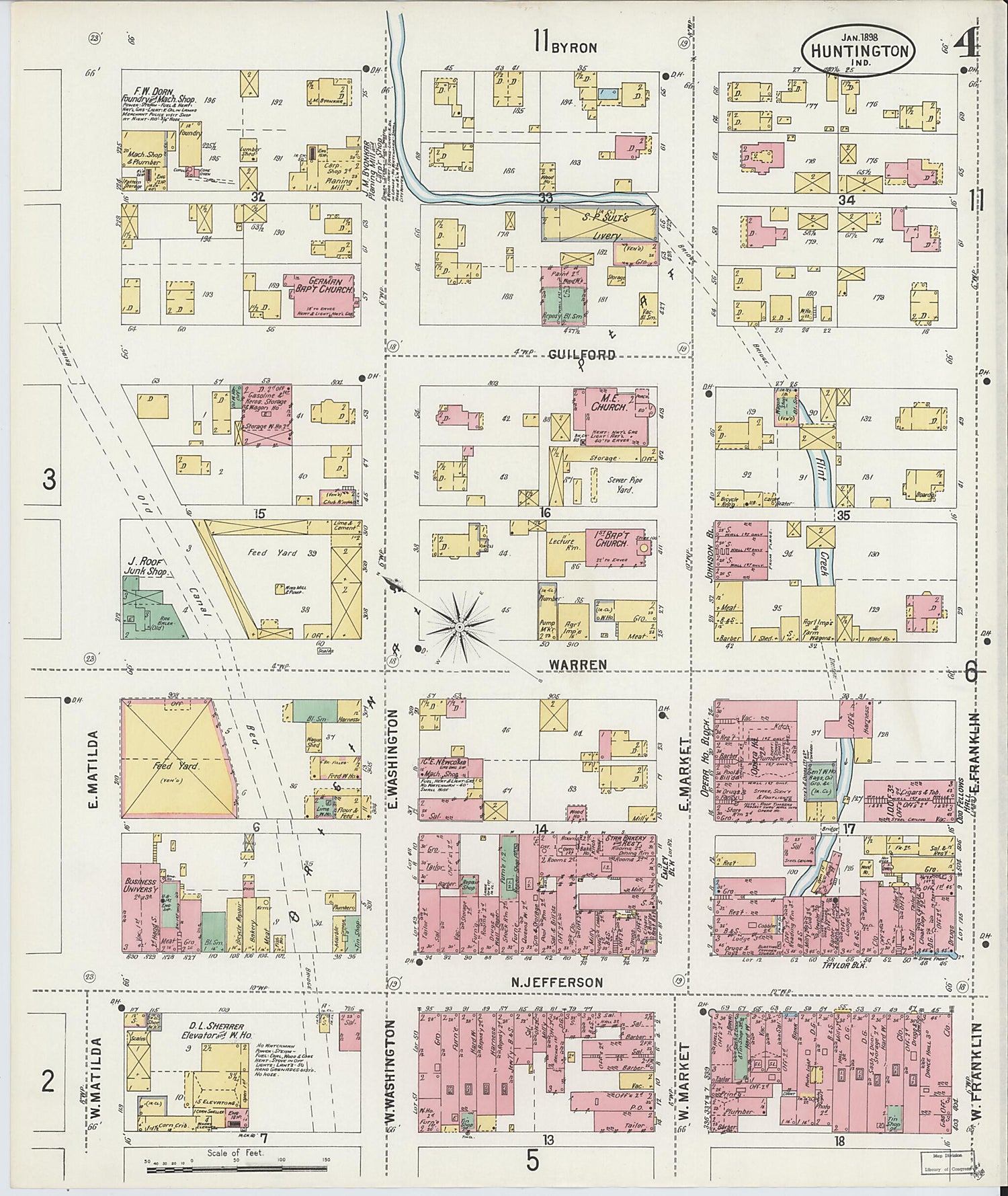 This old map of Huntington, Huntington County, Indiana was created by Sanborn Map Company in 1898