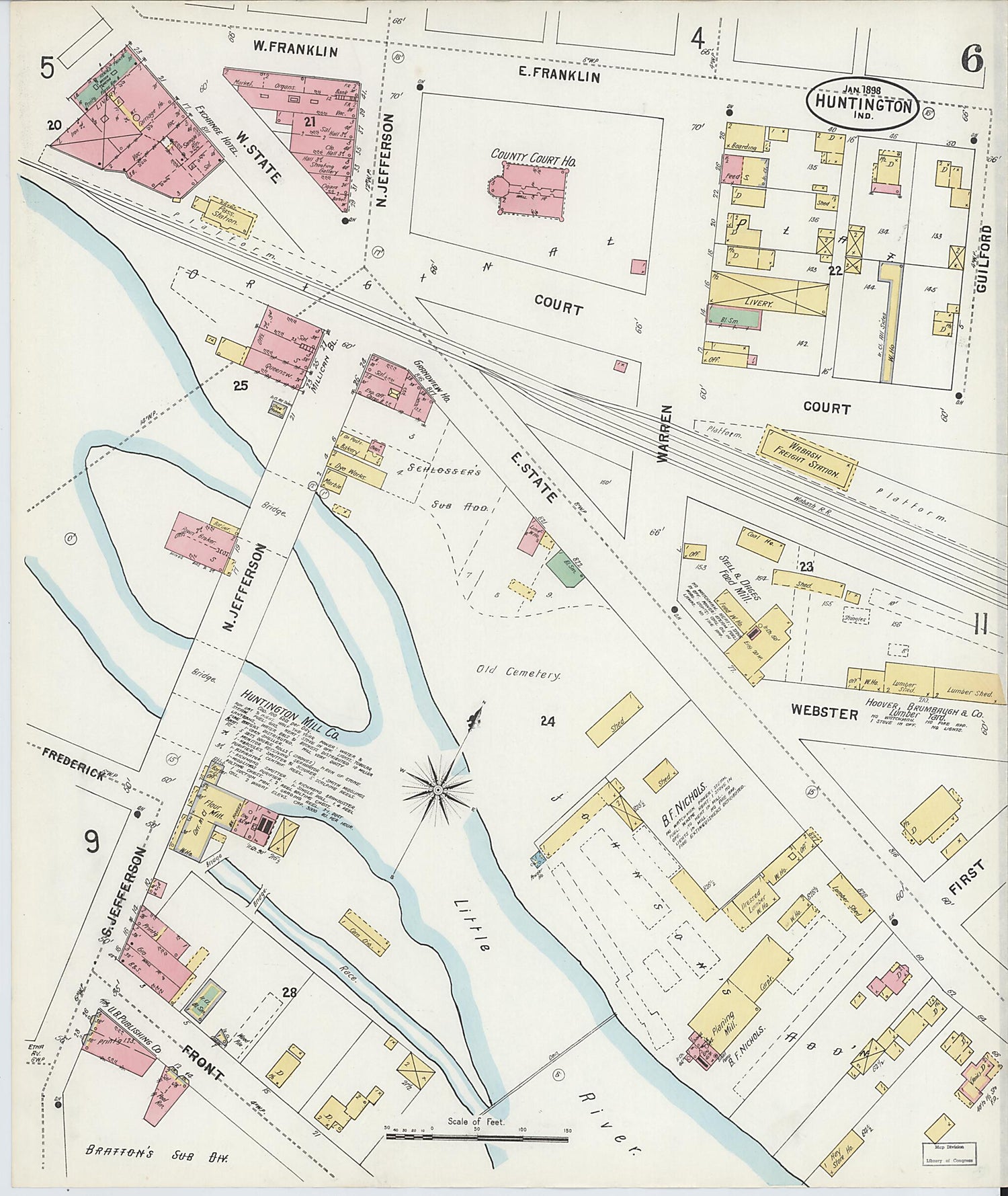 This old map of Huntington, Huntington County, Indiana was created by Sanborn Map Company in 1898