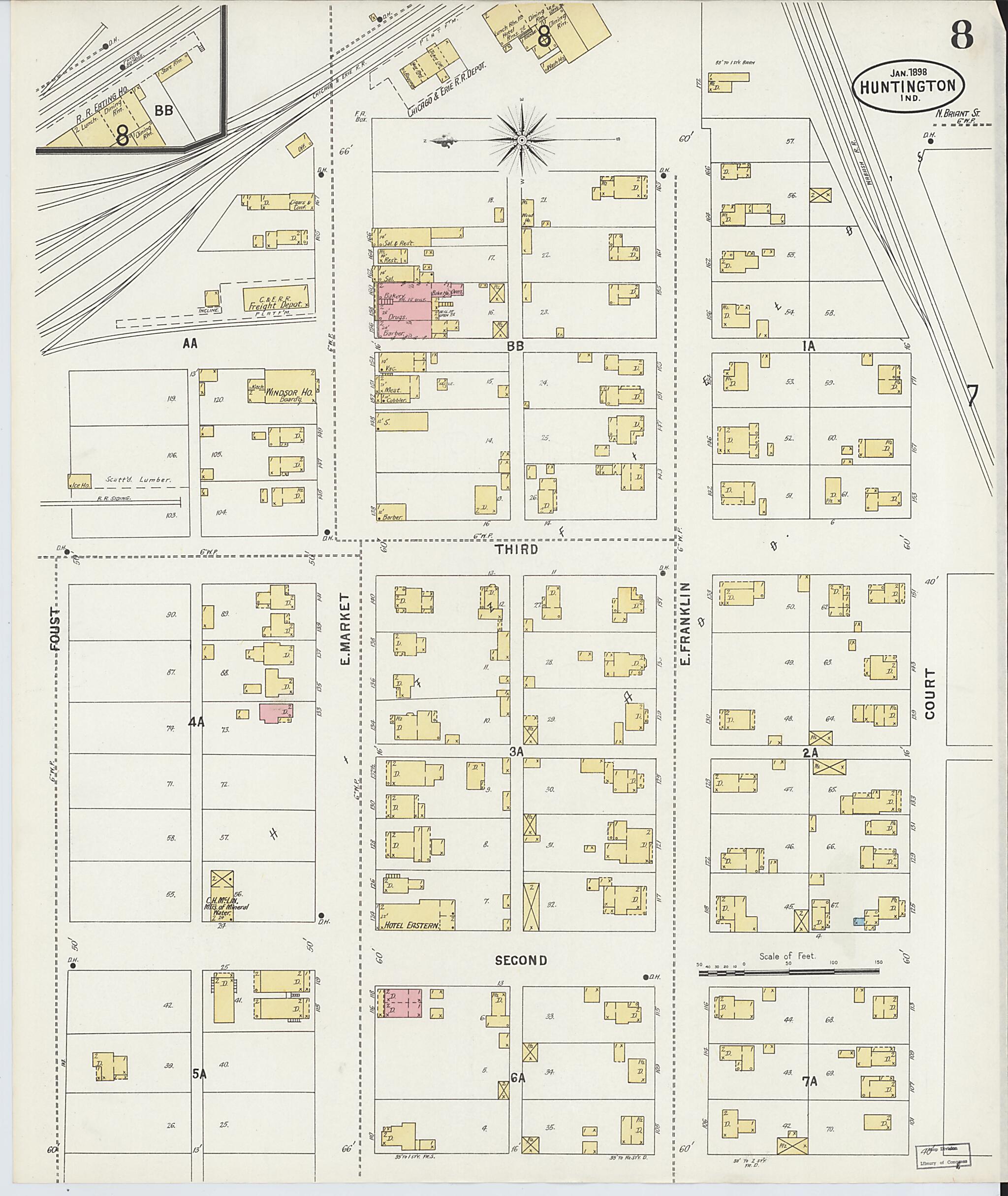 This old map of Huntington, Huntington County, Indiana was created by Sanborn Map Company in 1898