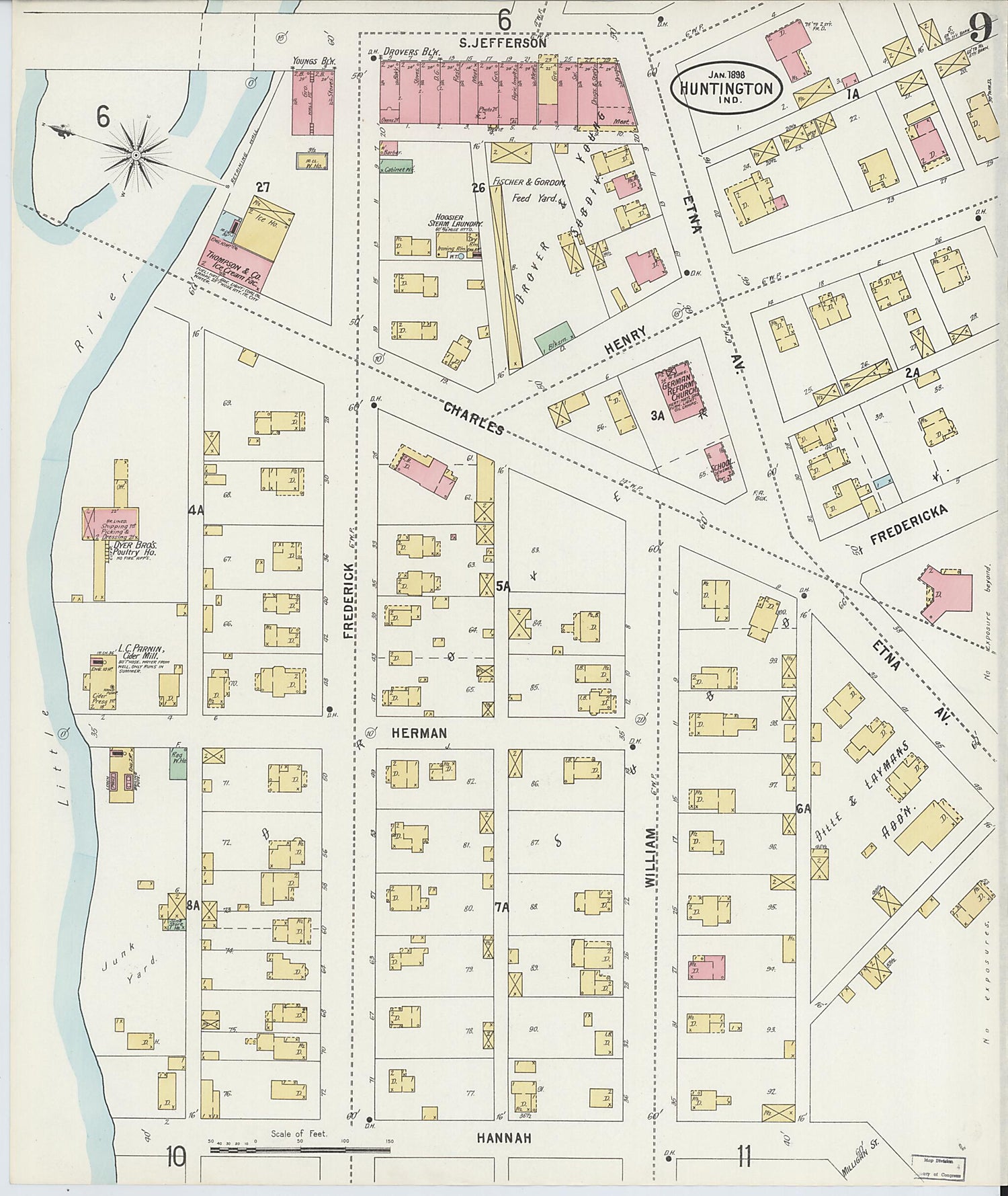 This old map of Huntington, Huntington County, Indiana was created by Sanborn Map Company in 1898