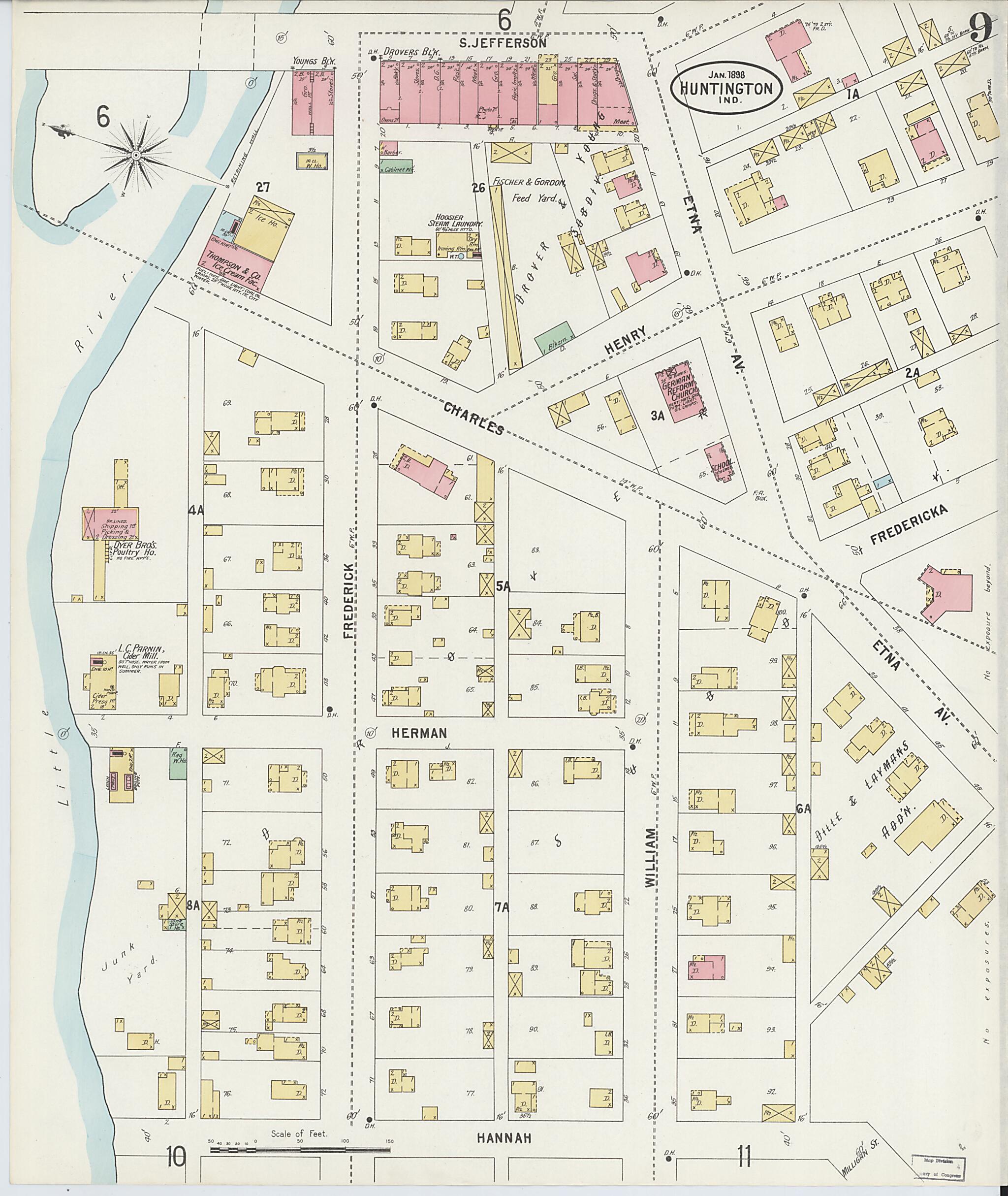 This old map of Huntington, Huntington County, Indiana was created by Sanborn Map Company in 1898