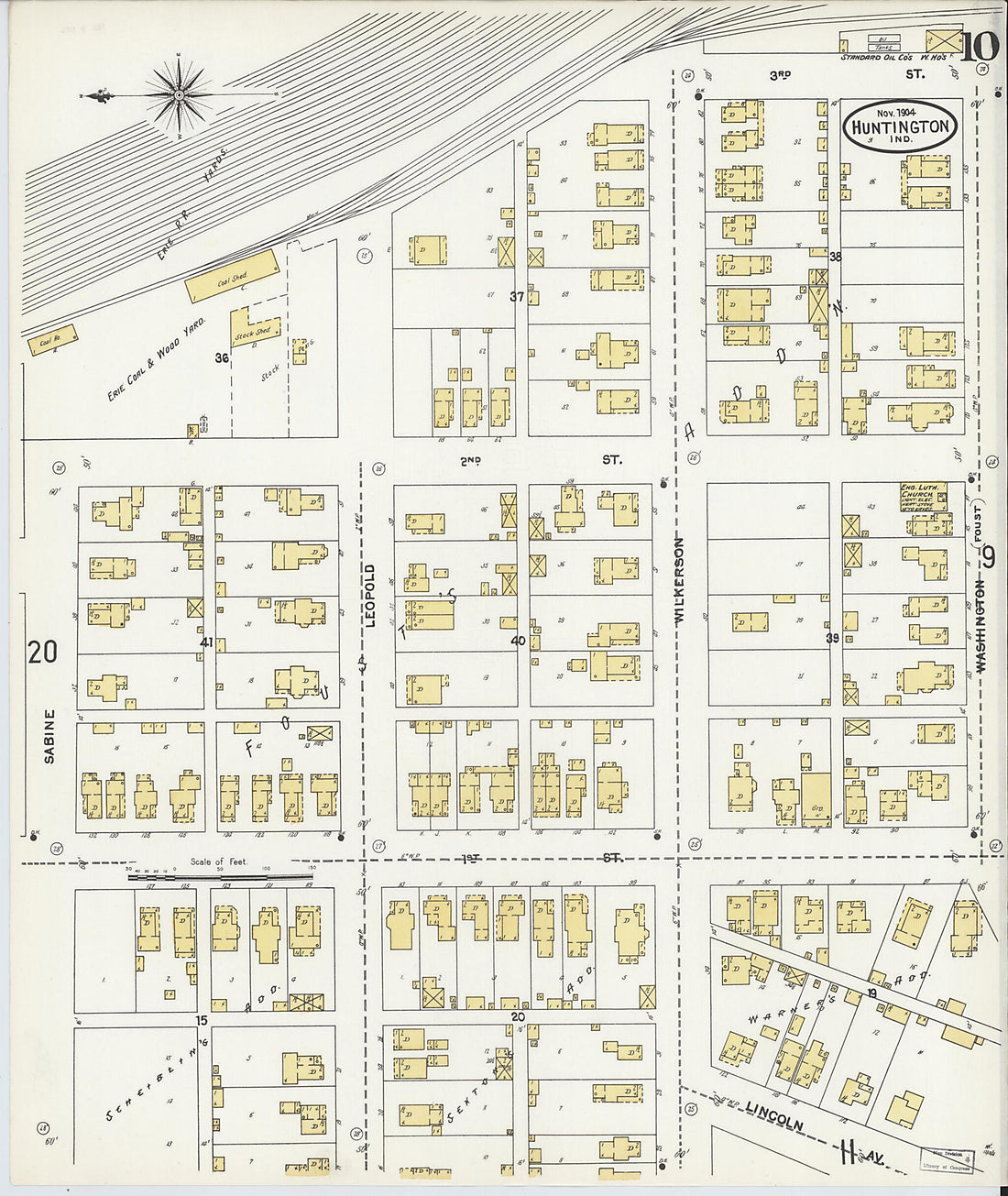 This old map of Huntington, Huntington County, Indiana was created by Sanborn Map Company in 1904