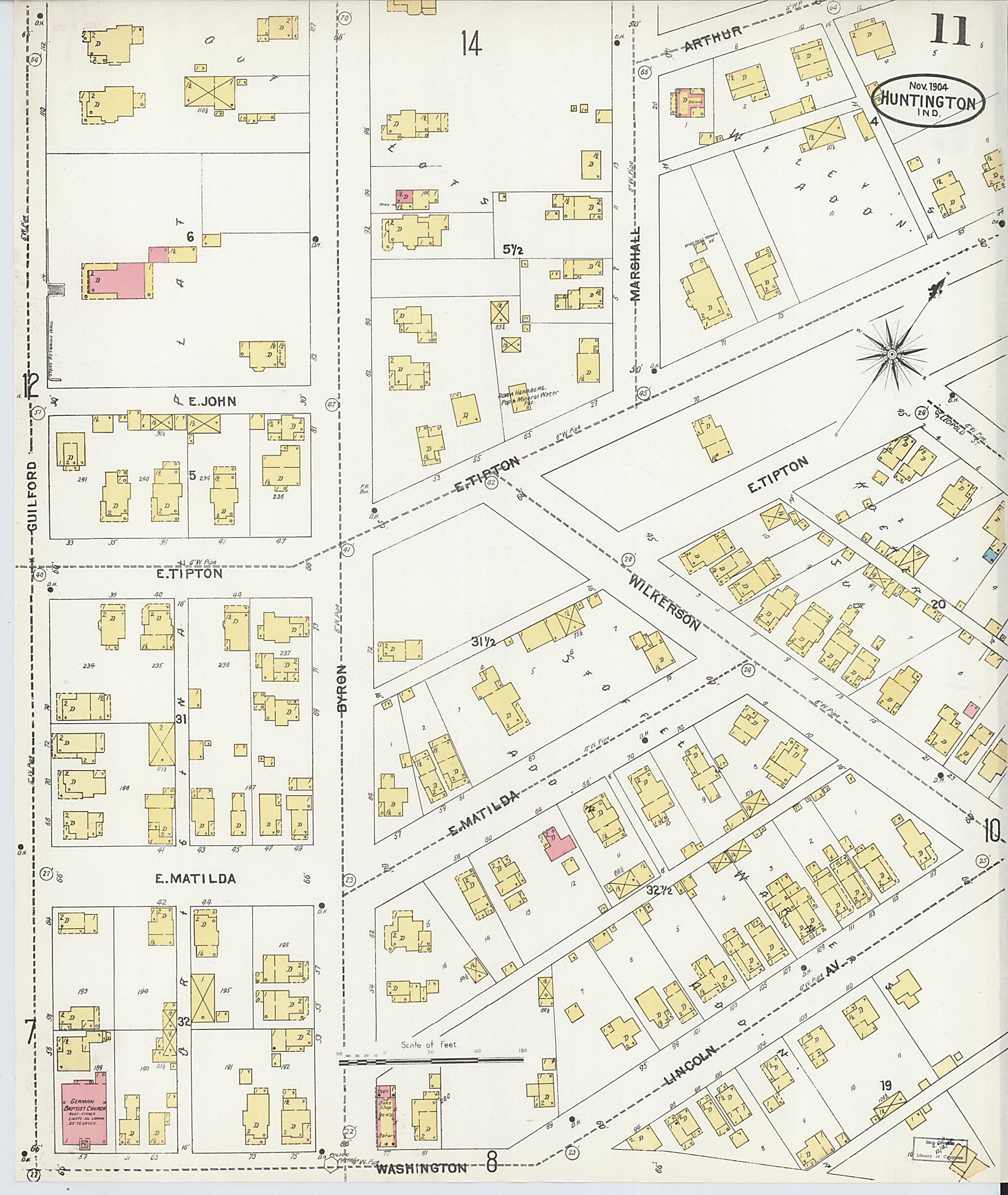 This old map of Huntington, Huntington County, Indiana was created by Sanborn Map Company in 1904