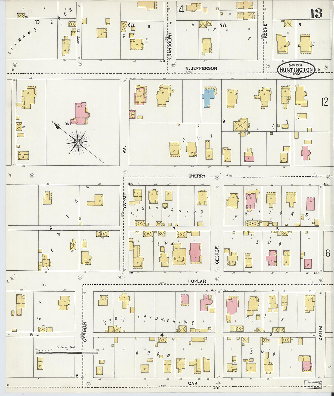 This old map of Huntington, Huntington County, Indiana was created by Sanborn Map Company in 1904