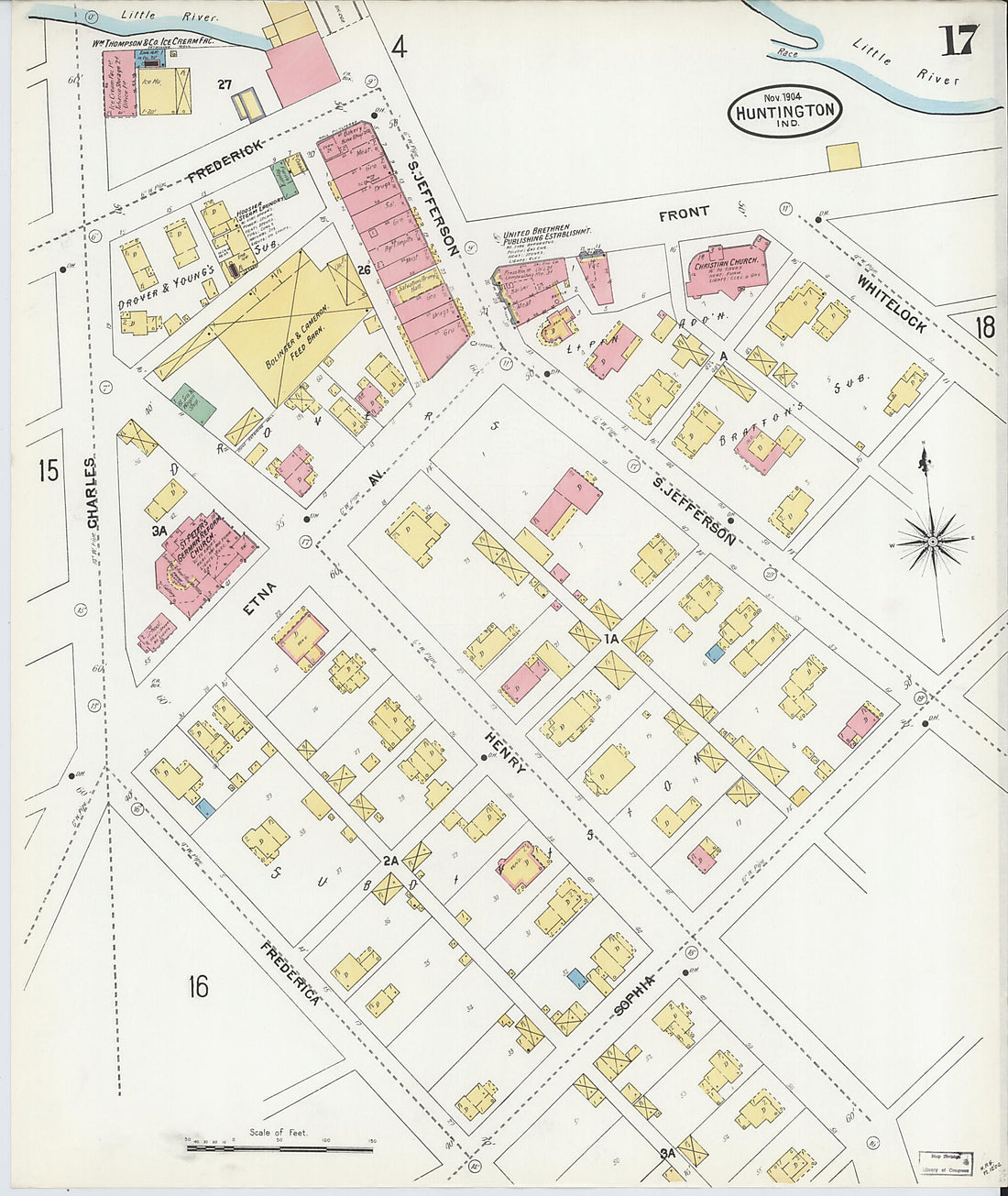 This old map of Huntington, Huntington County, Indiana was created by Sanborn Map Company in 1904