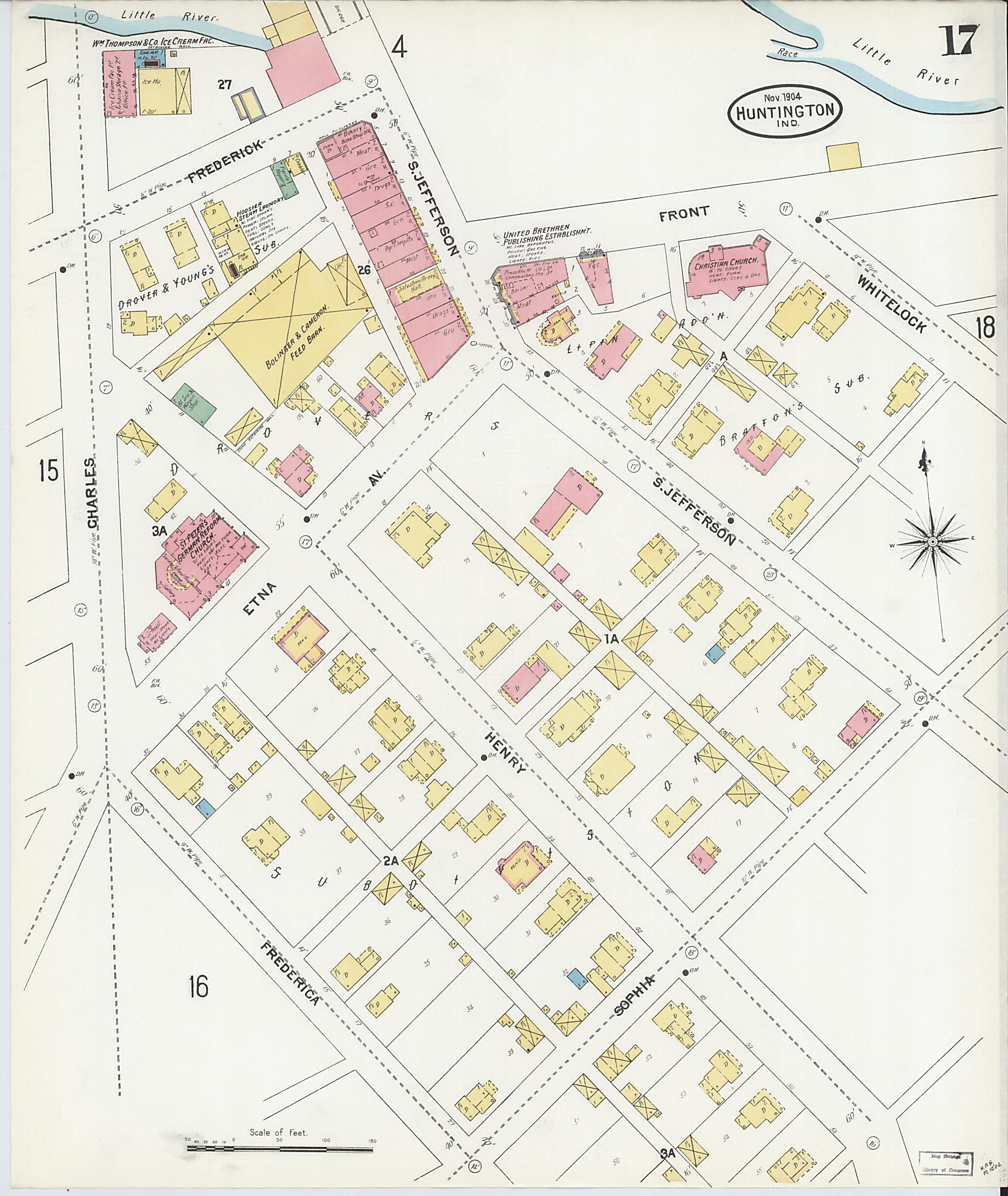 This old map of Huntington, Huntington County, Indiana was created by Sanborn Map Company in 1904