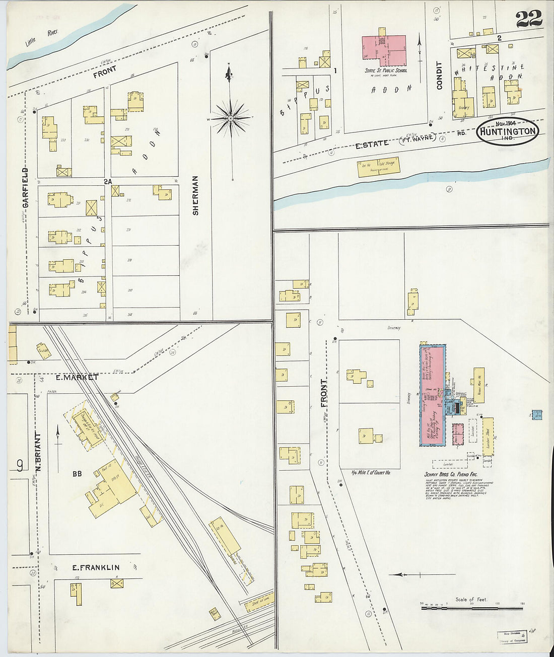 This old map of Huntington, Huntington County, Indiana was created by Sanborn Map Company in 1904