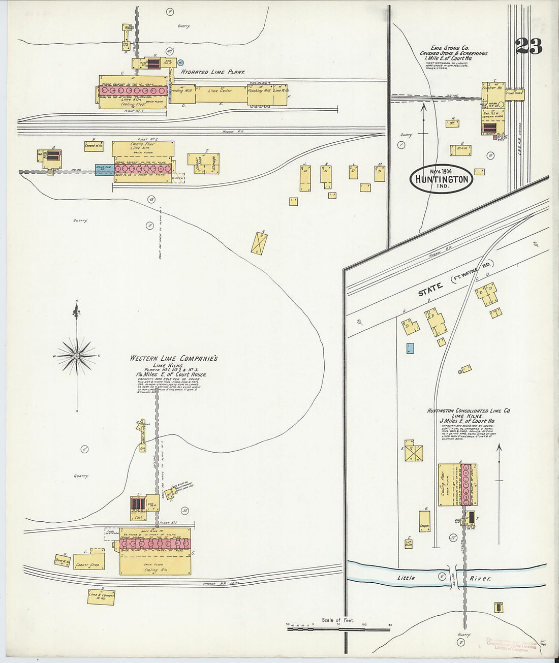 This old map of Huntington, Huntington County, Indiana was created by Sanborn Map Company in 1904