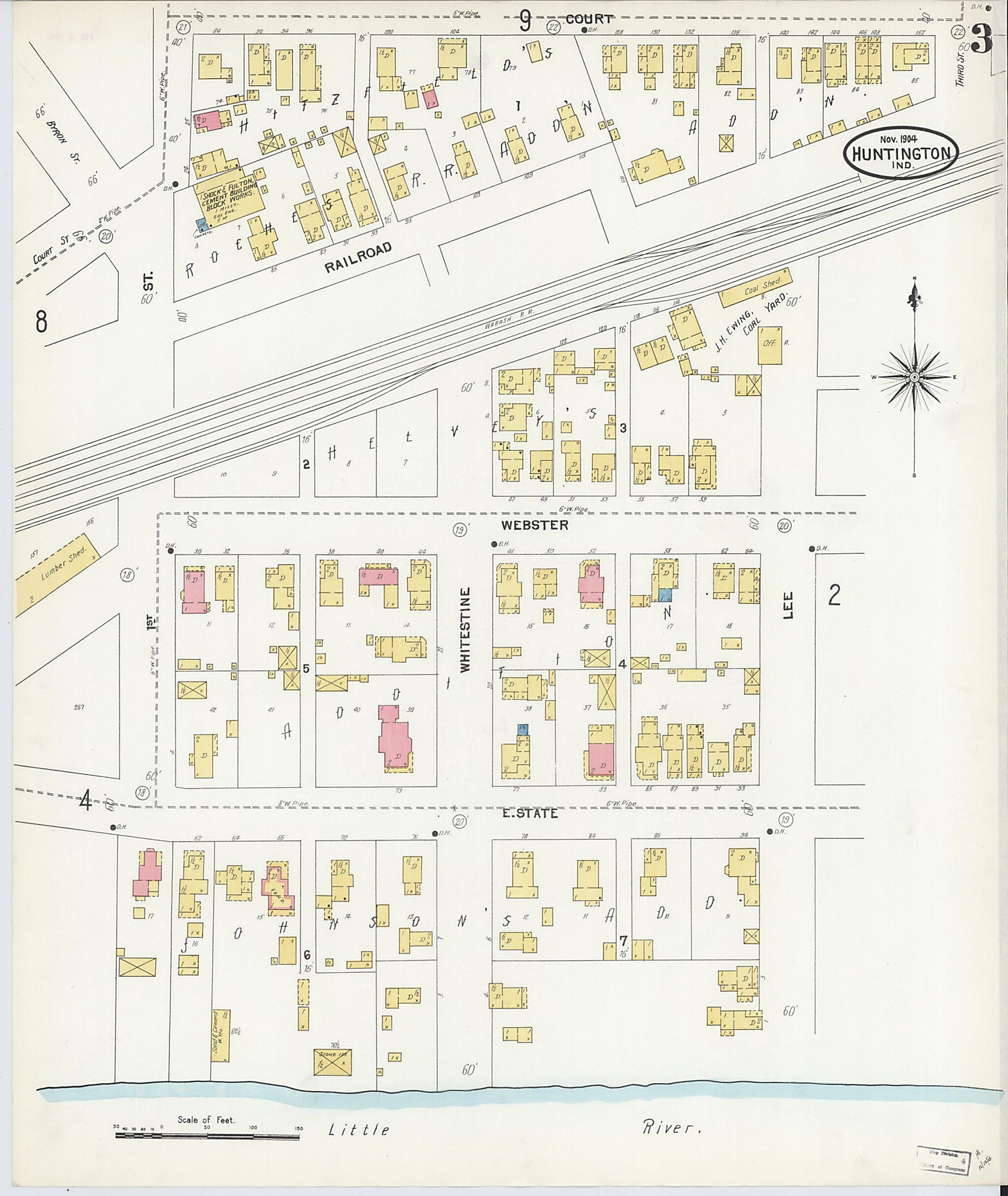 This old map of Huntington, Huntington County, Indiana was created by Sanborn Map Company in 1904