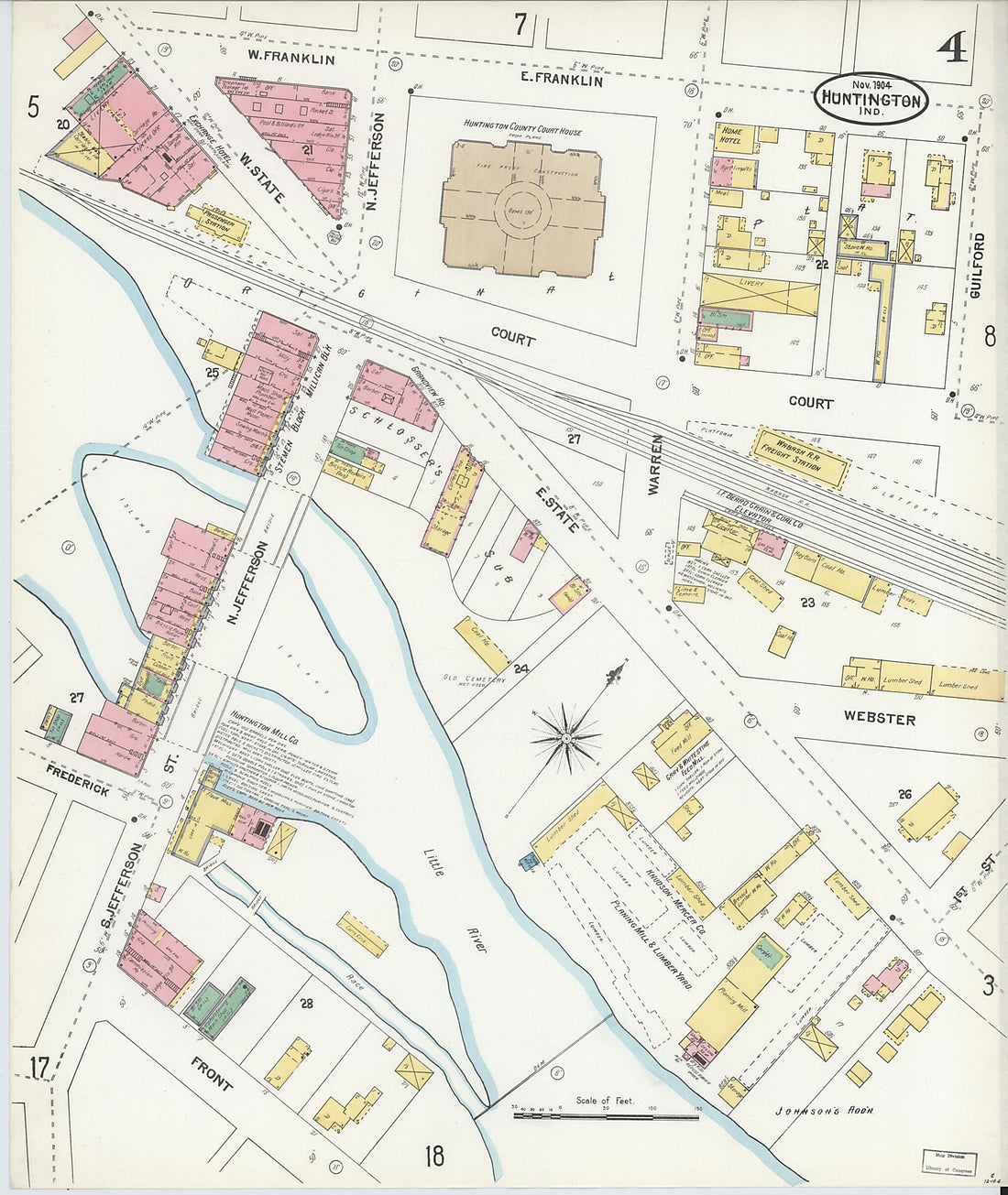 This old map of Huntington, Huntington County, Indiana was created by Sanborn Map Company in 1904