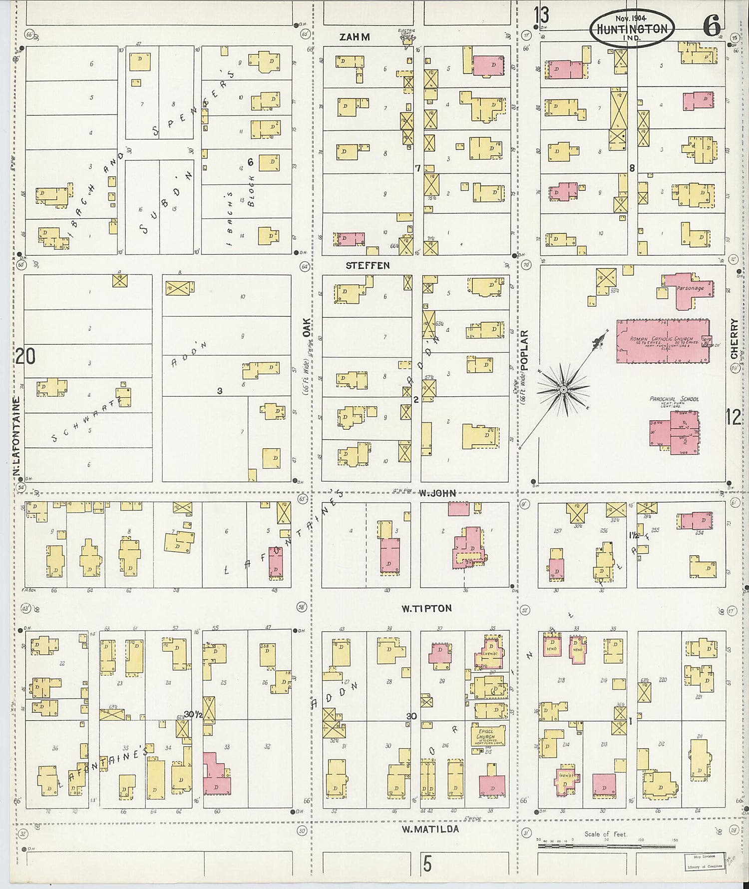 This old map of Huntington, Huntington County, Indiana was created by Sanborn Map Company in 1904