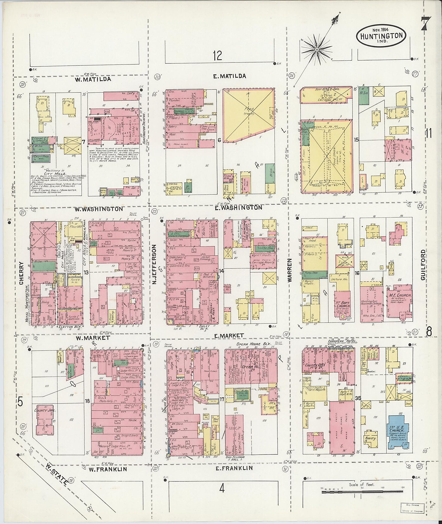 This old map of Huntington, Huntington County, Indiana was created by Sanborn Map Company in 1904