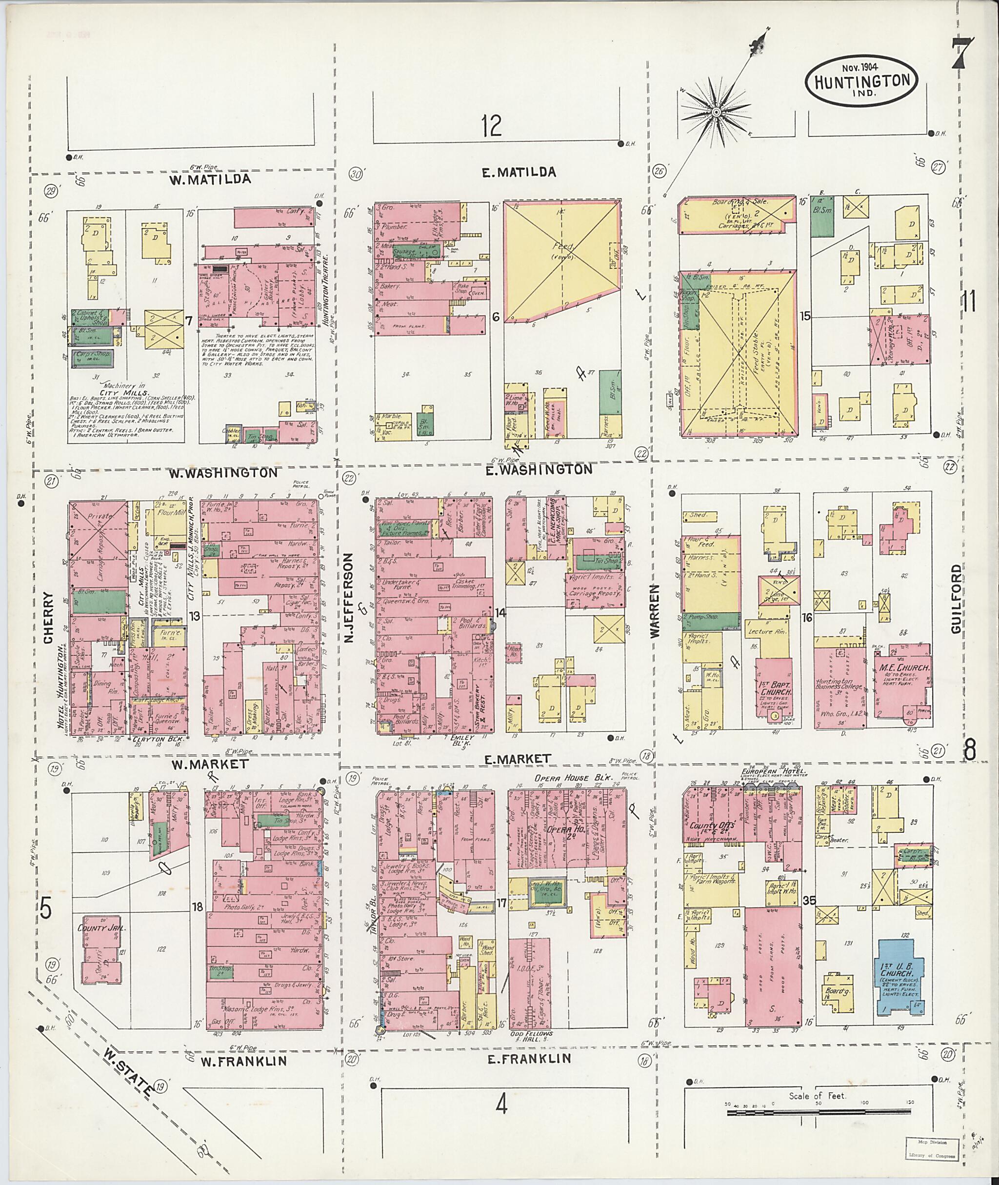 This old map of Huntington, Huntington County, Indiana was created by Sanborn Map Company in 1904