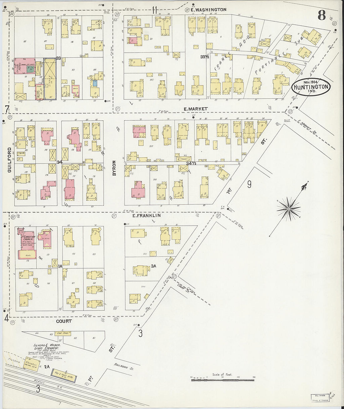 This old map of Huntington, Huntington County, Indiana was created by Sanborn Map Company in 1904