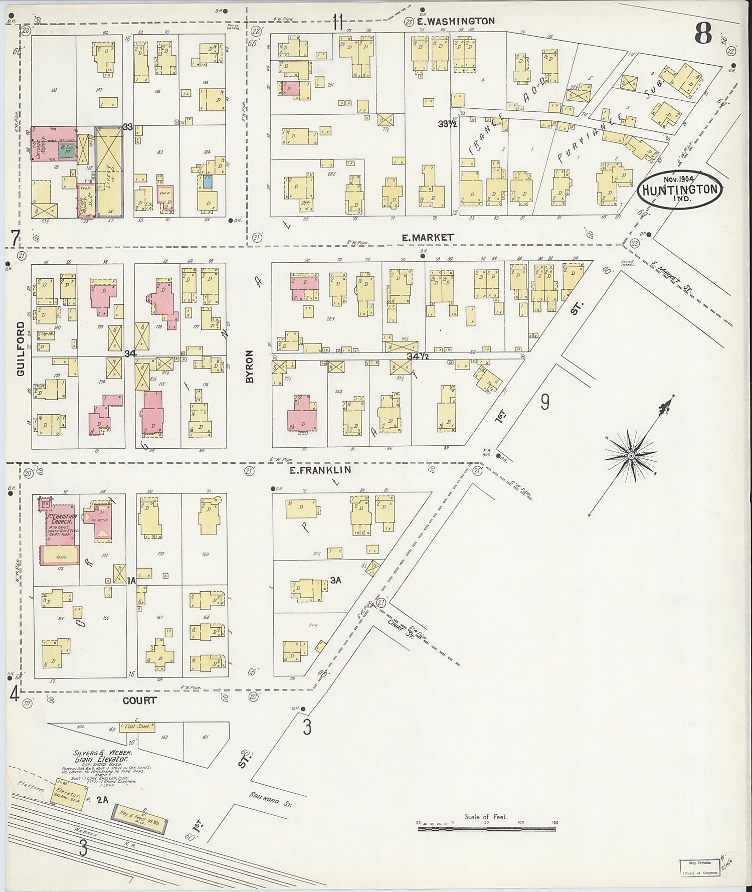 This old map of Huntington, Huntington County, Indiana was created by Sanborn Map Company in 1904