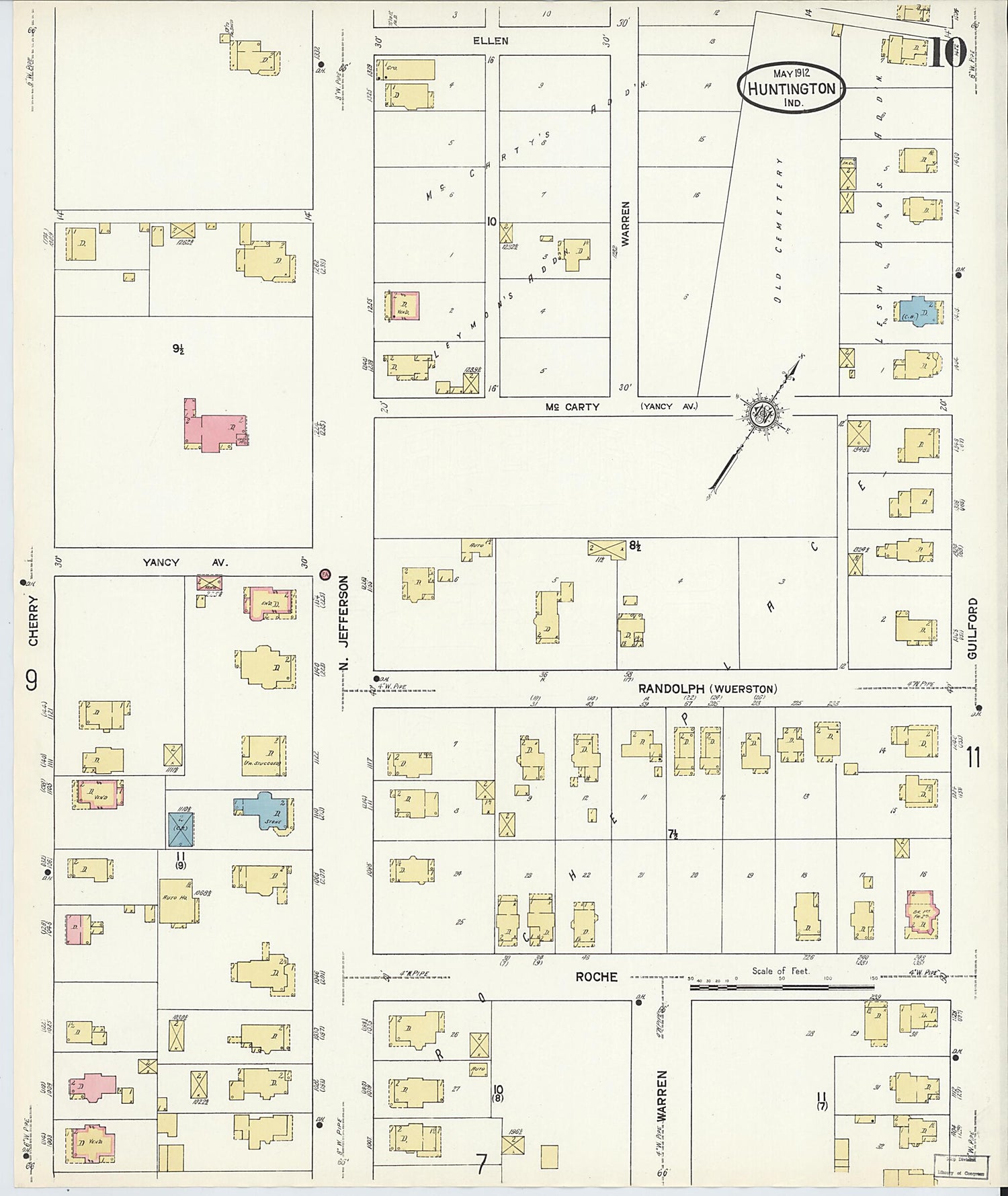 This old map of Huntington, Huntington County, Indiana was created by Sanborn Map Company in 1912