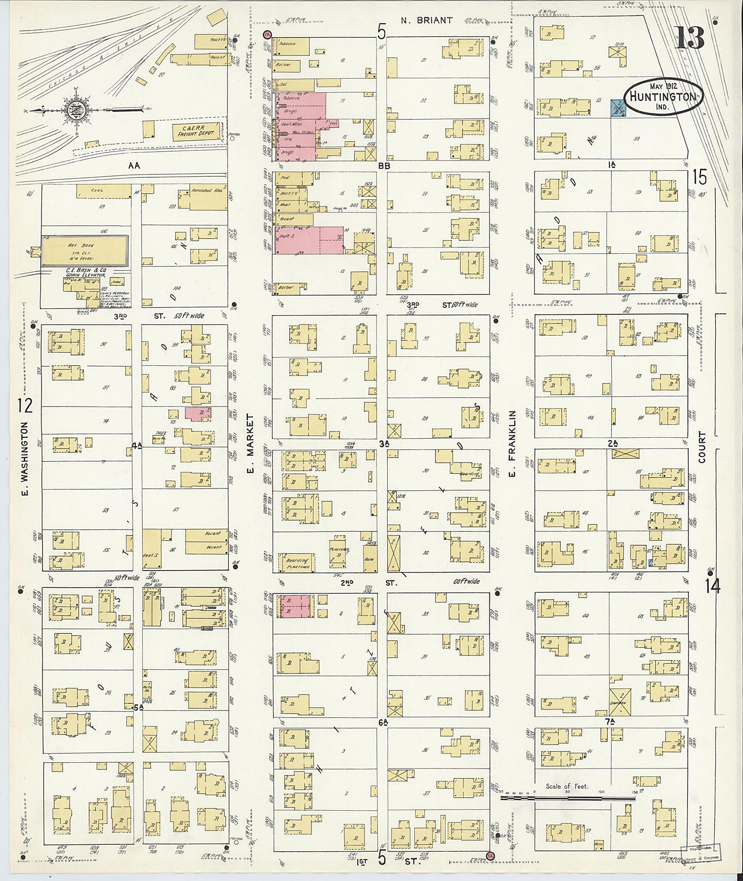 This old map of Huntington, Huntington County, Indiana was created by Sanborn Map Company in 1912