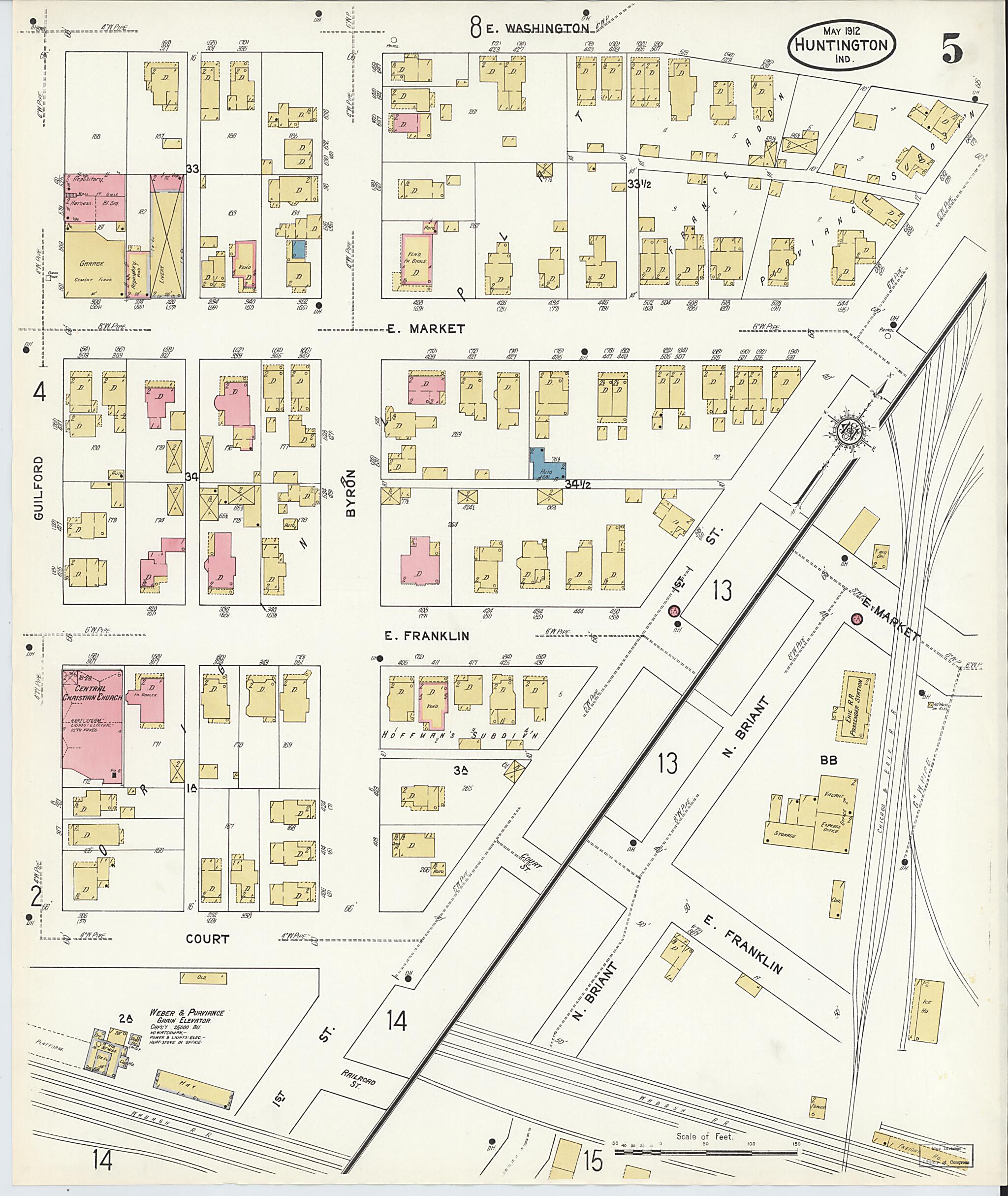 This old map of Huntington, Huntington County, Indiana was created by Sanborn Map Company in 1912