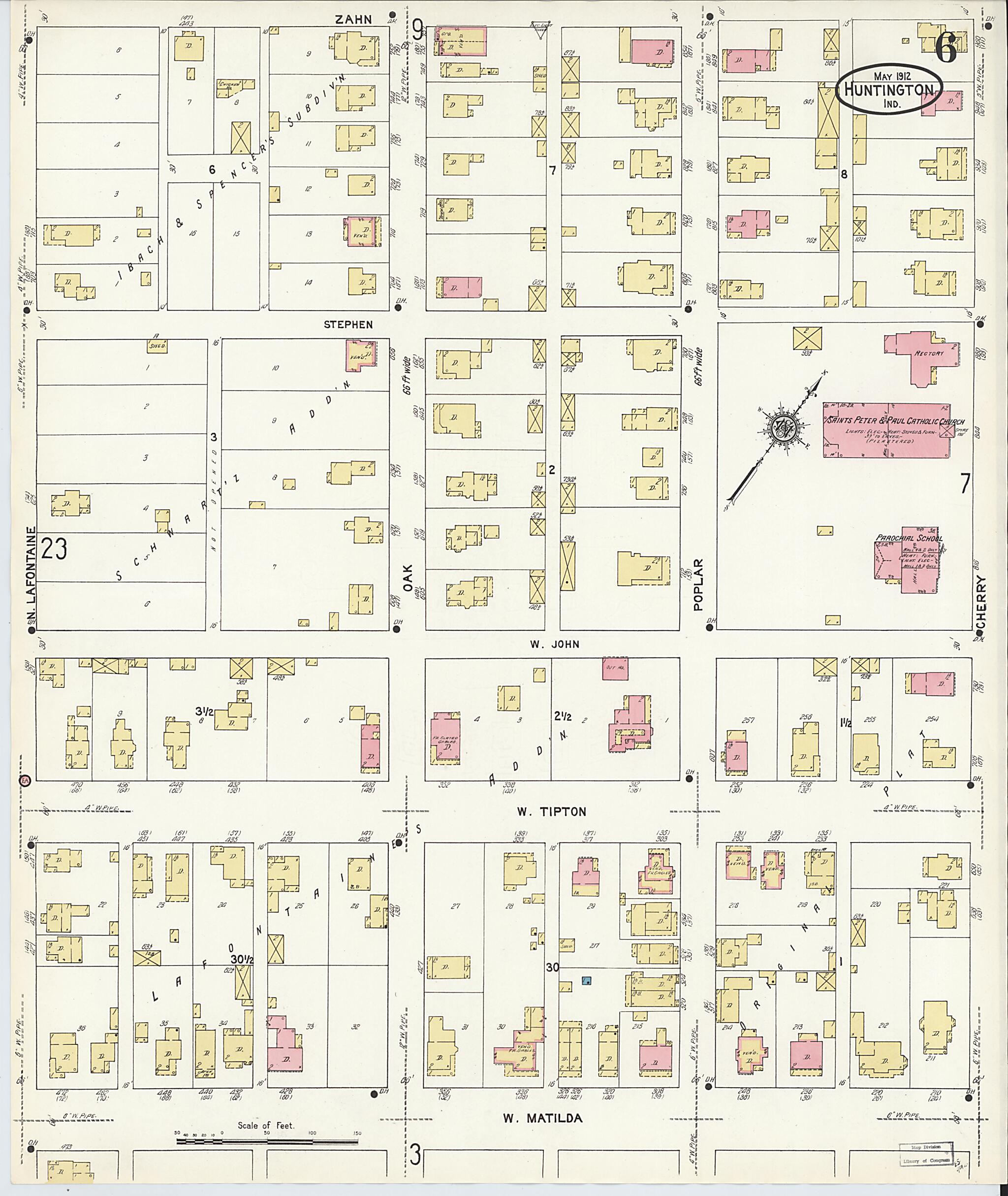 This old map of Huntington, Huntington County, Indiana was created by Sanborn Map Company in 1912