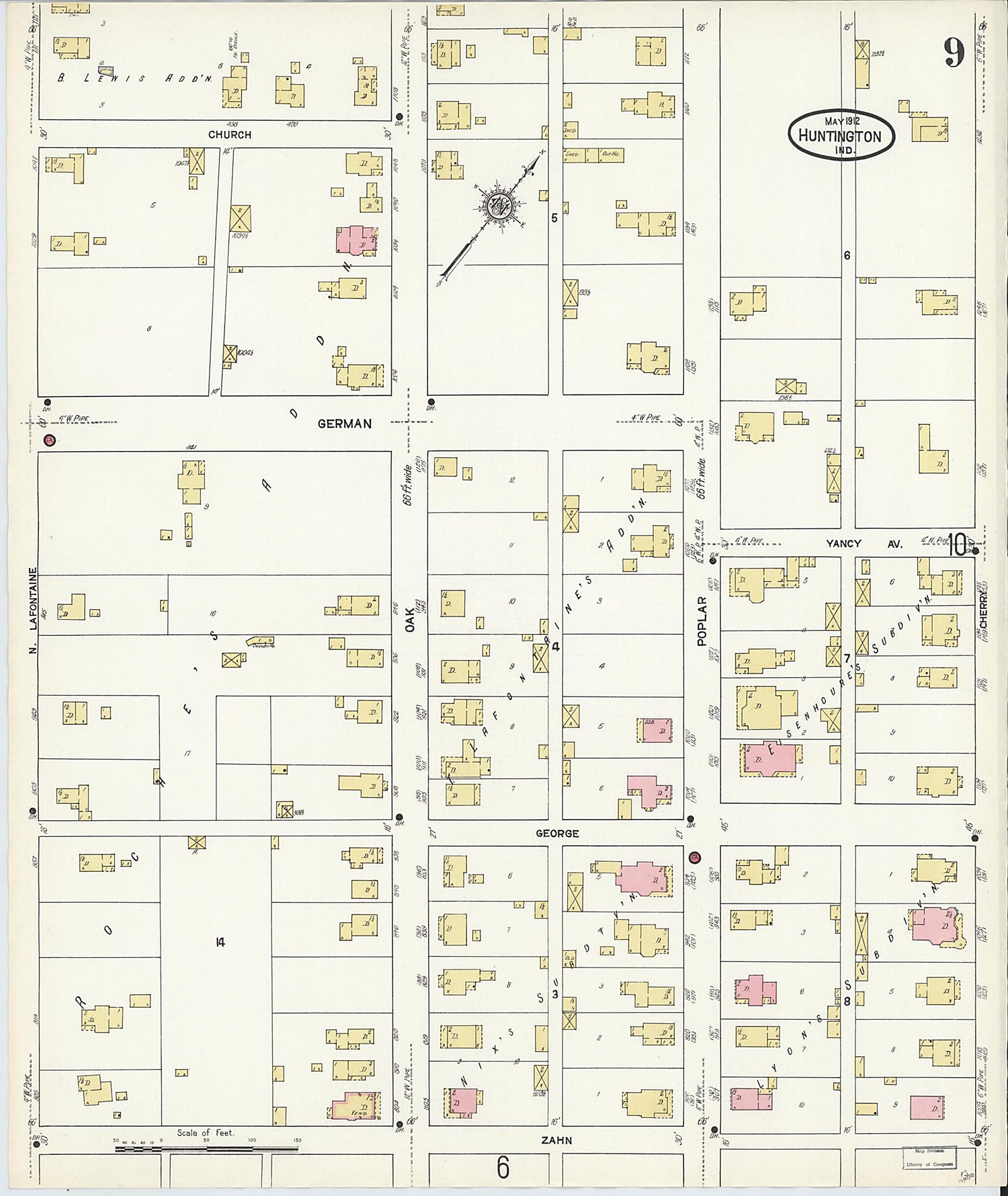 This old map of Huntington, Huntington County, Indiana was created by Sanborn Map Company in 1912