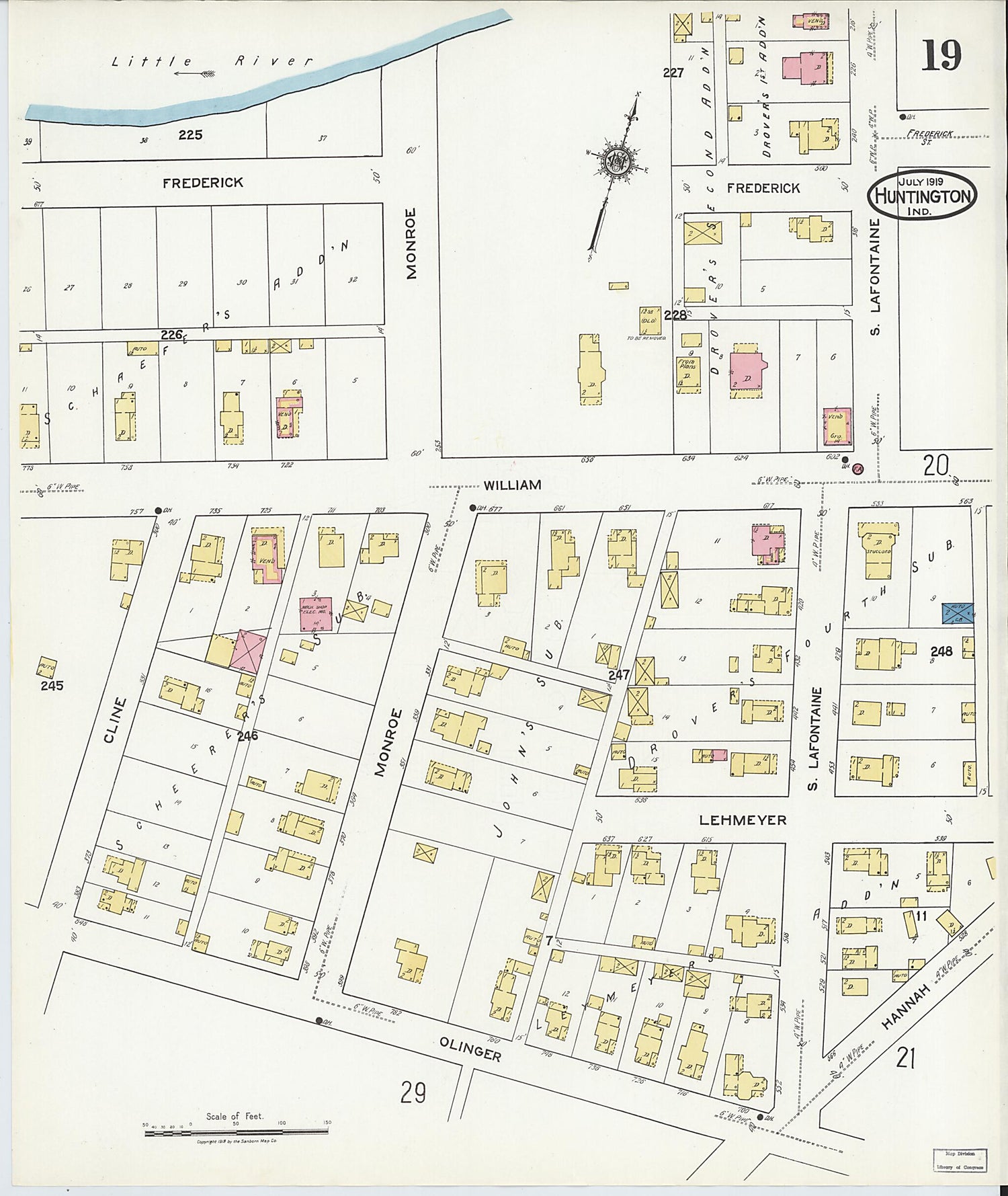 This old map of Huntington, Huntington County, Indiana was created by Sanborn Map Company in 1919