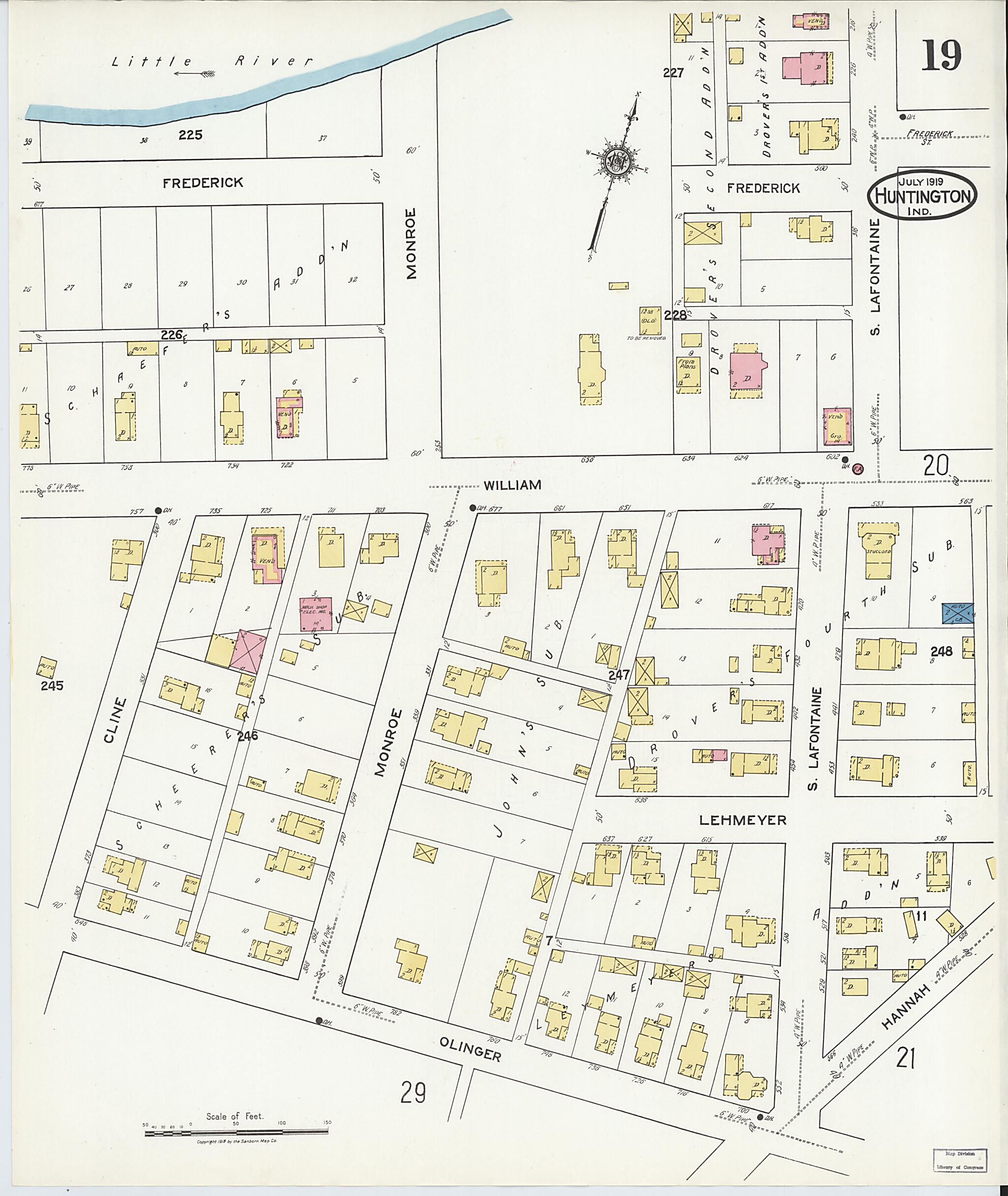 This old map of Huntington, Huntington County, Indiana was created by Sanborn Map Company in 1919