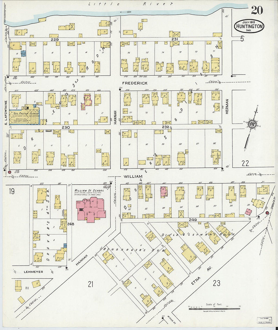 This old map of Huntington, Huntington County, Indiana was created by Sanborn Map Company in 1919