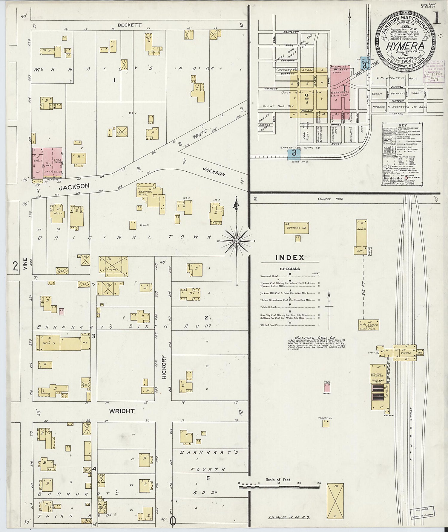 This old map of Hymera, Sullivan County, Indiana was created by Sanborn Map Company in 1904