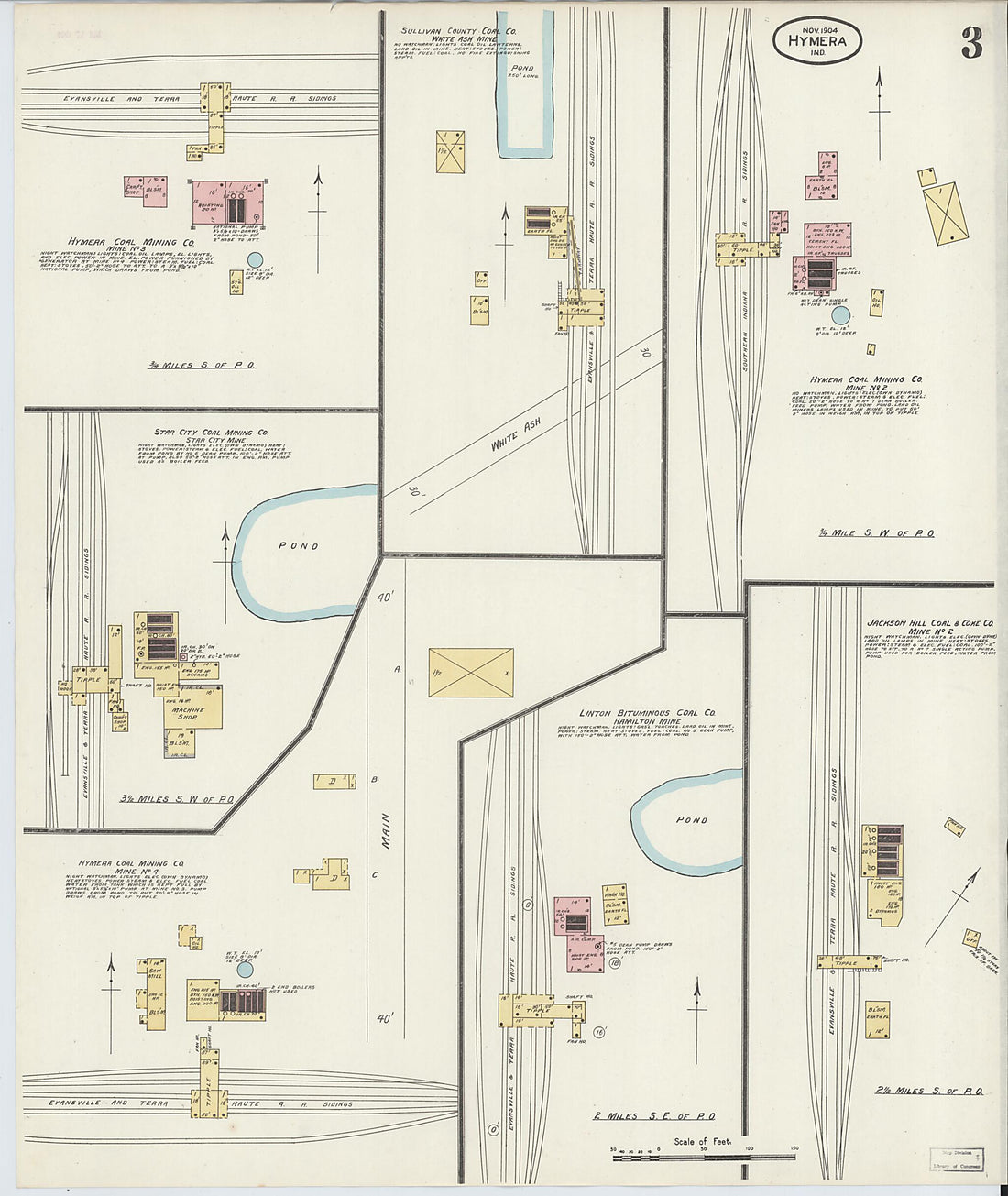 This old map of Hymera, Sullivan County, Indiana was created by Sanborn Map Company in 1904