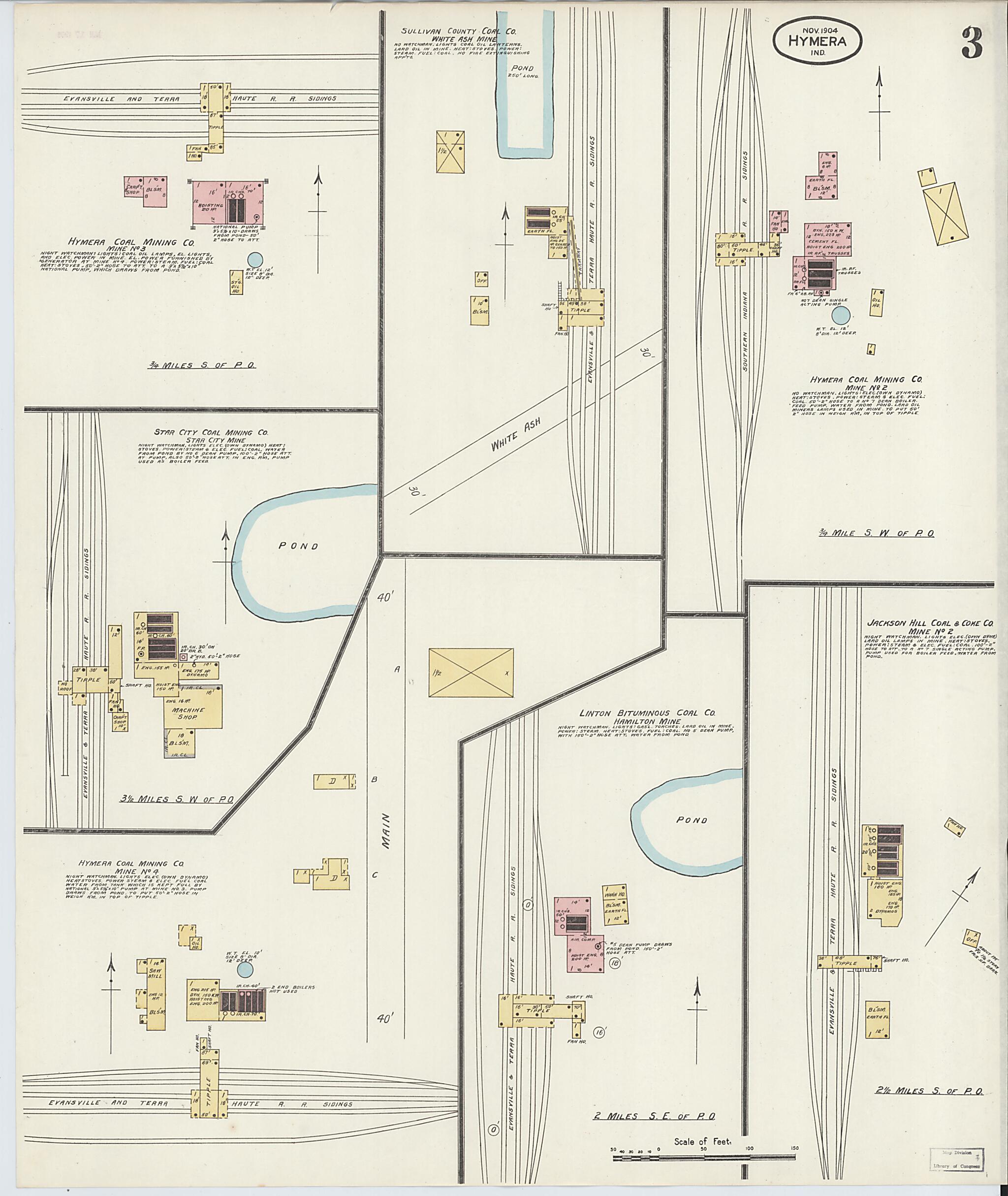 This old map of Hymera, Sullivan County, Indiana was created by Sanborn Map Company in 1904