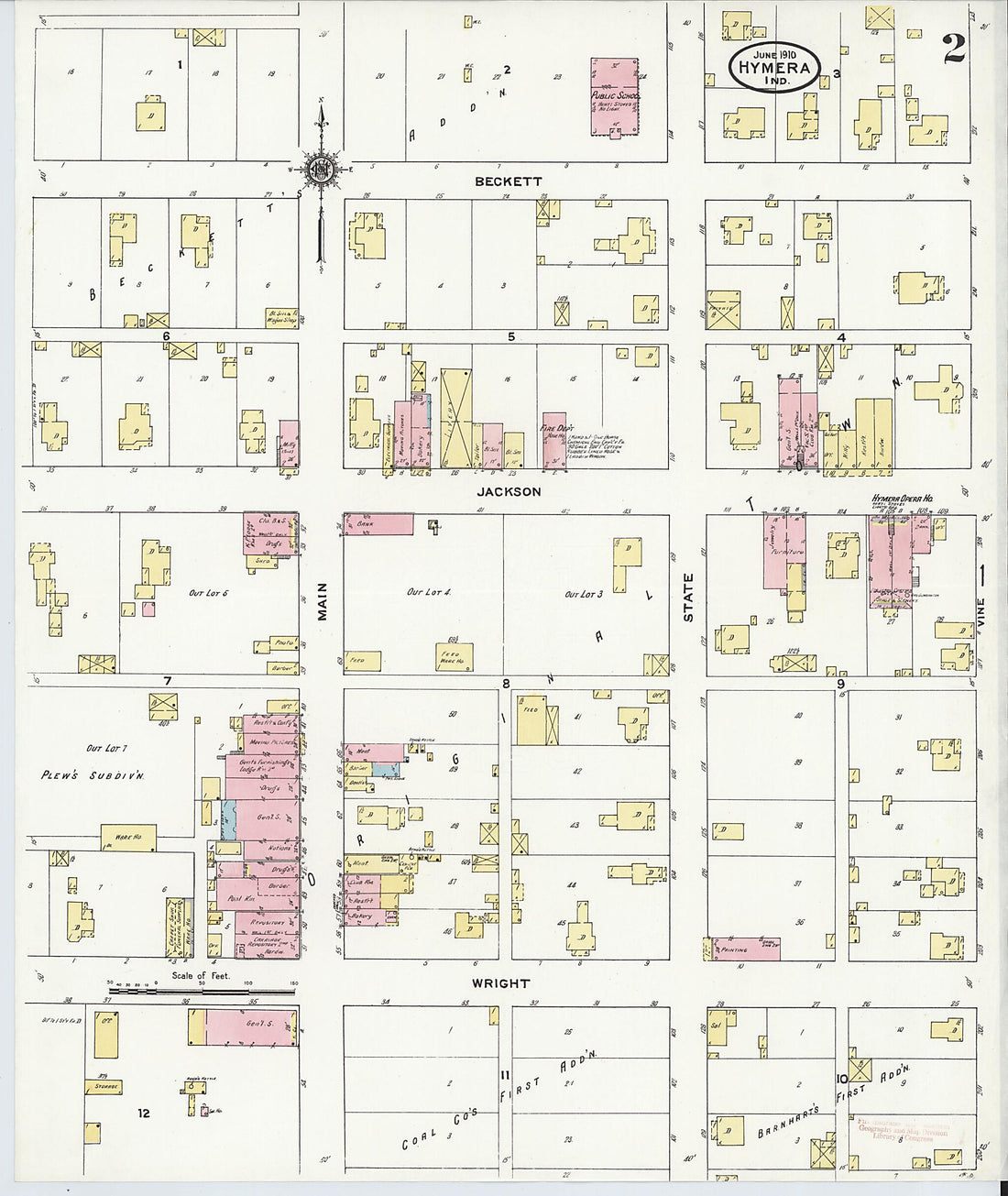 This old map of Hymera, Sullivan County, Indiana was created by Sanborn Map Company in 1910