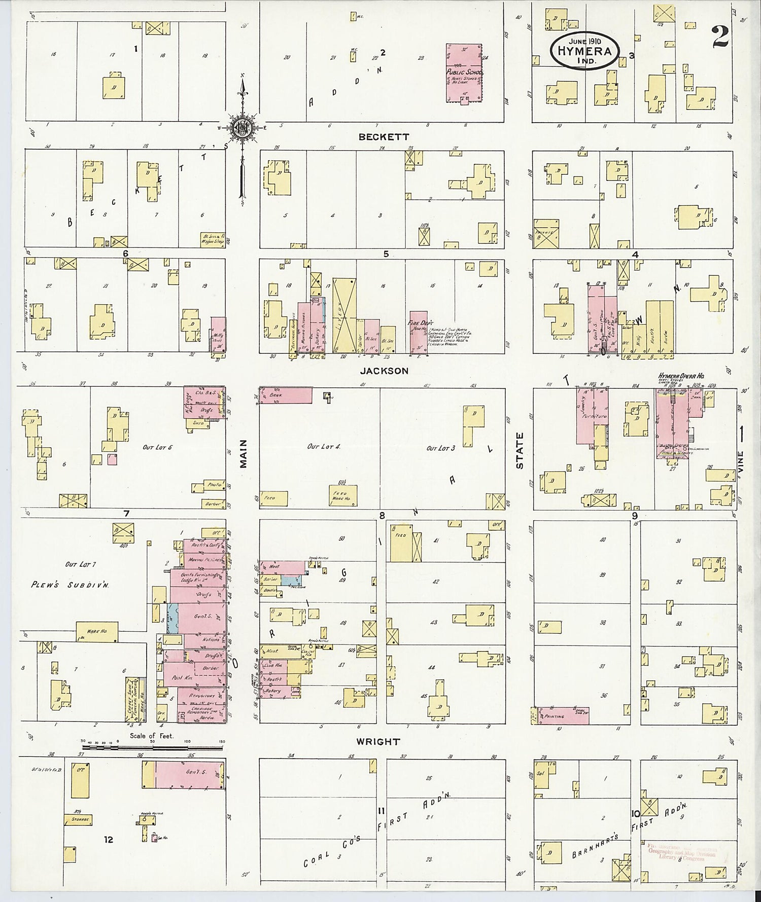 This old map of Hymera, Sullivan County, Indiana was created by Sanborn Map Company in 1910