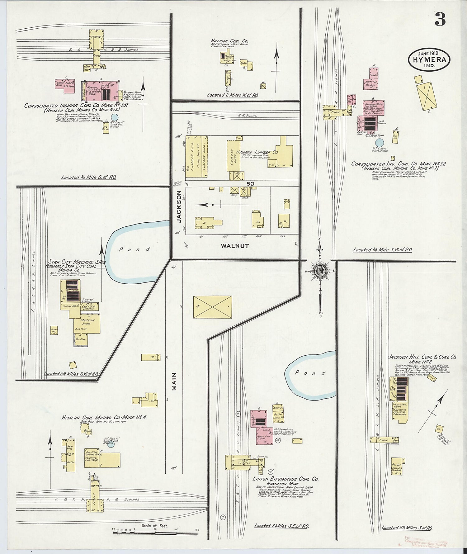 This old map of Hymera, Sullivan County, Indiana was created by Sanborn Map Company in 1910