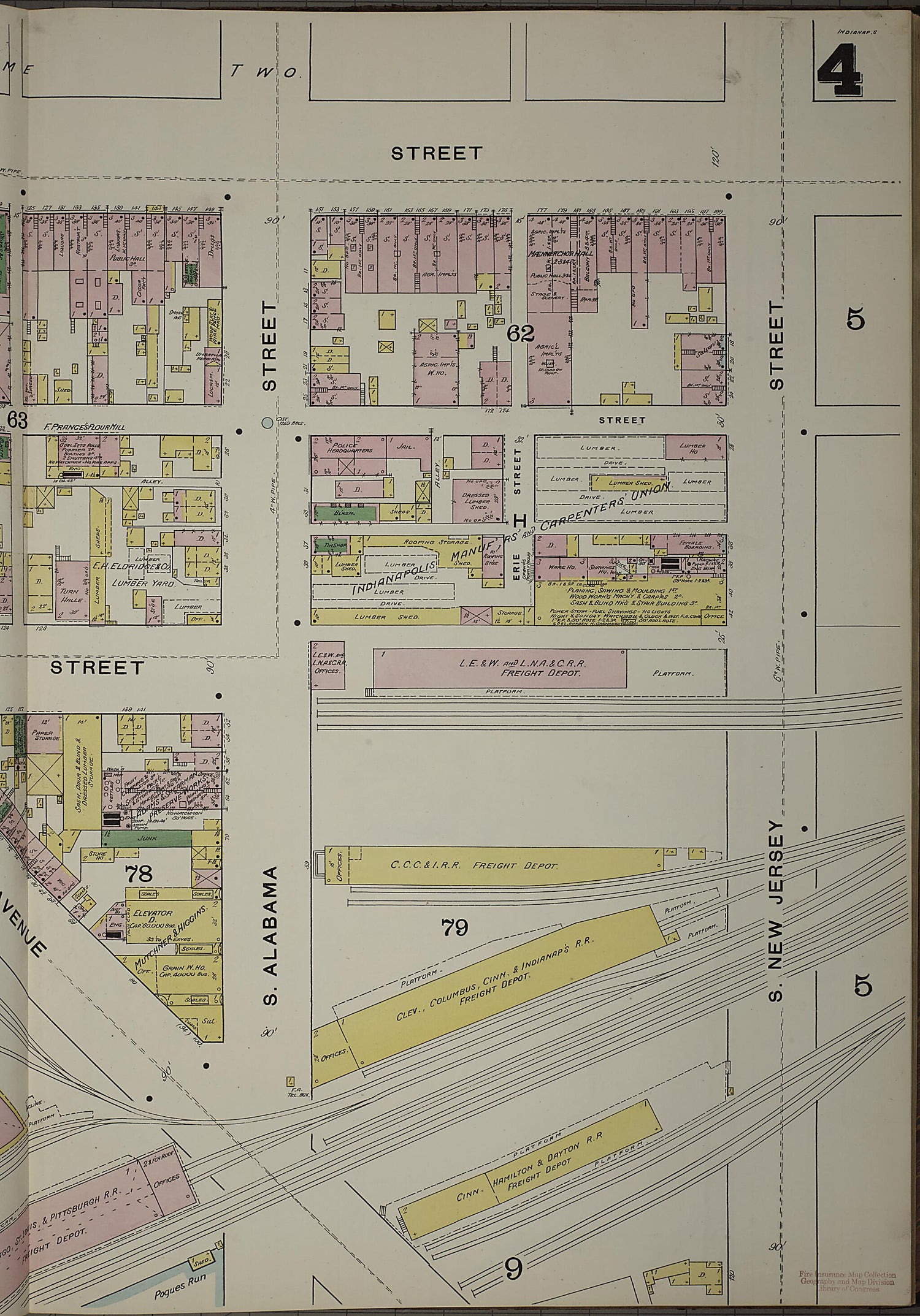 This old map of Indianapolis, Marion County, Indiana was created by Sanborn Map Company in 1887