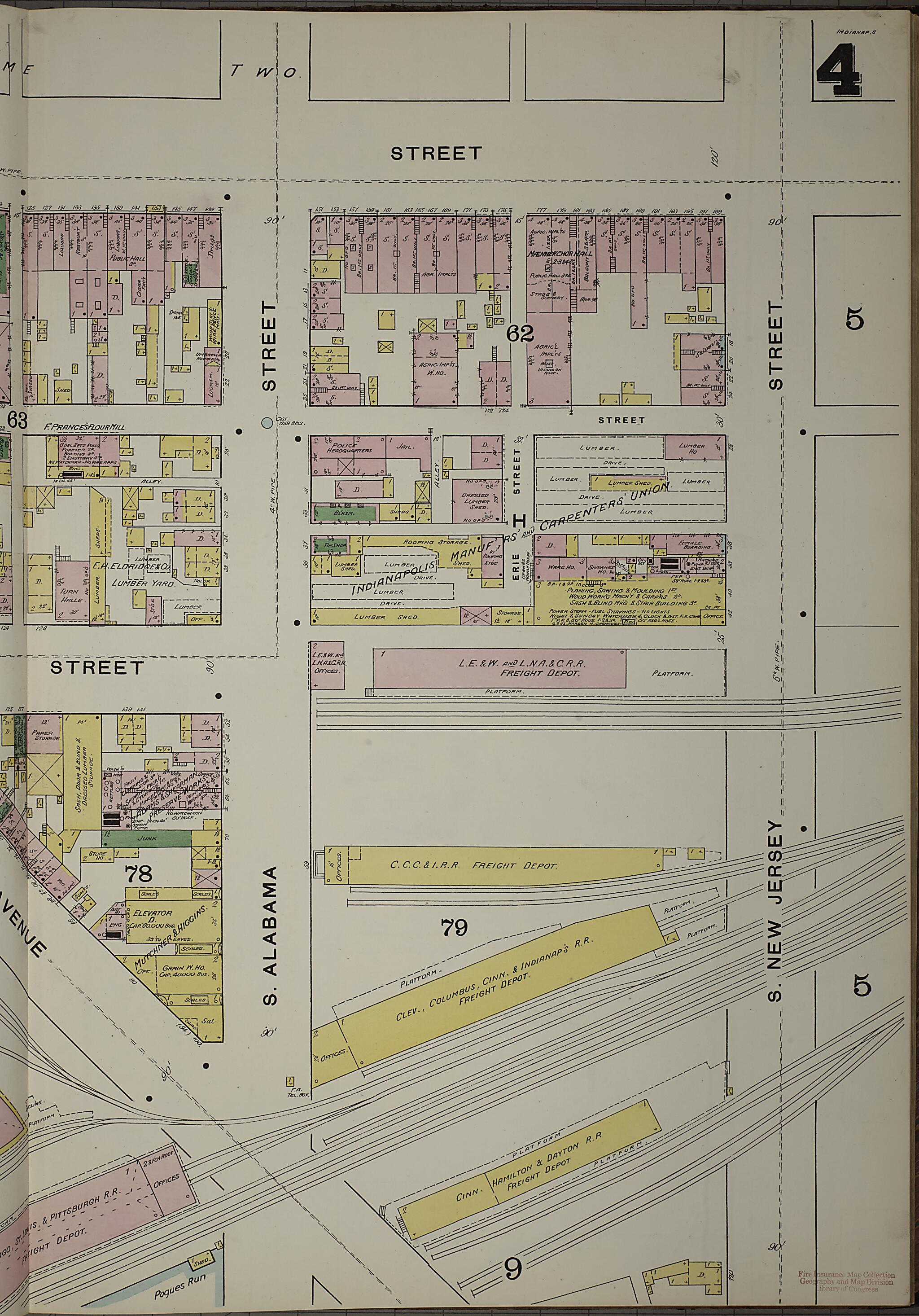 This old map of Indianapolis, Marion County, Indiana was created by Sanborn Map Company in 1887