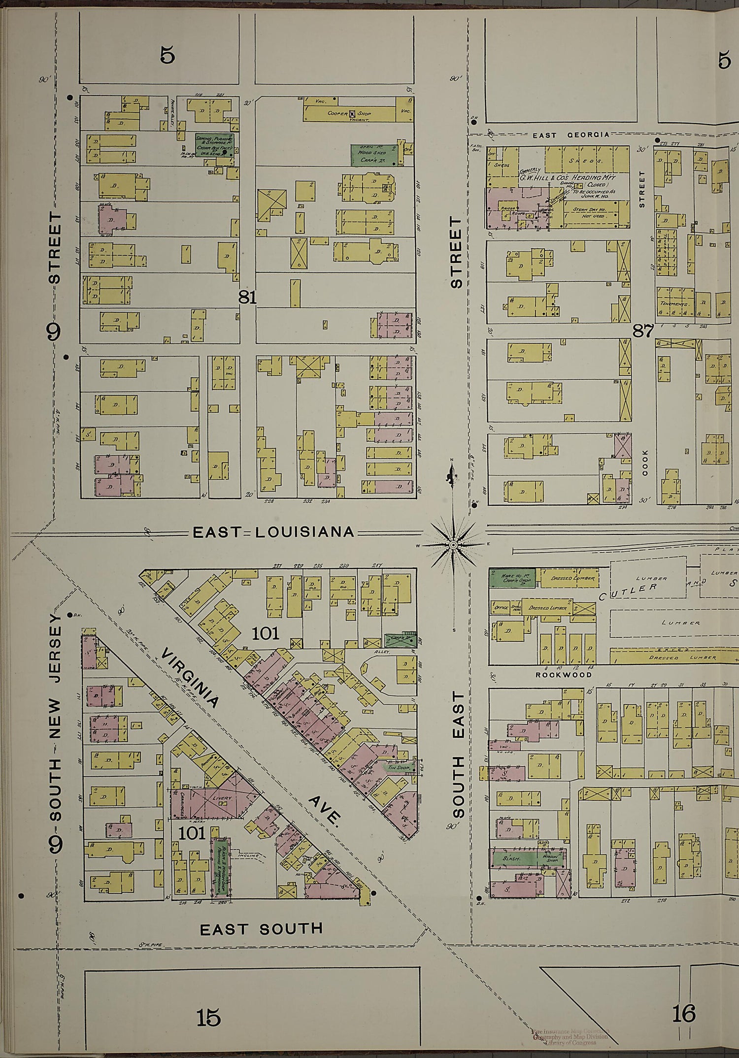 This old map of Indianapolis, Marion County, Indiana was created by Sanborn Map Company in 1887