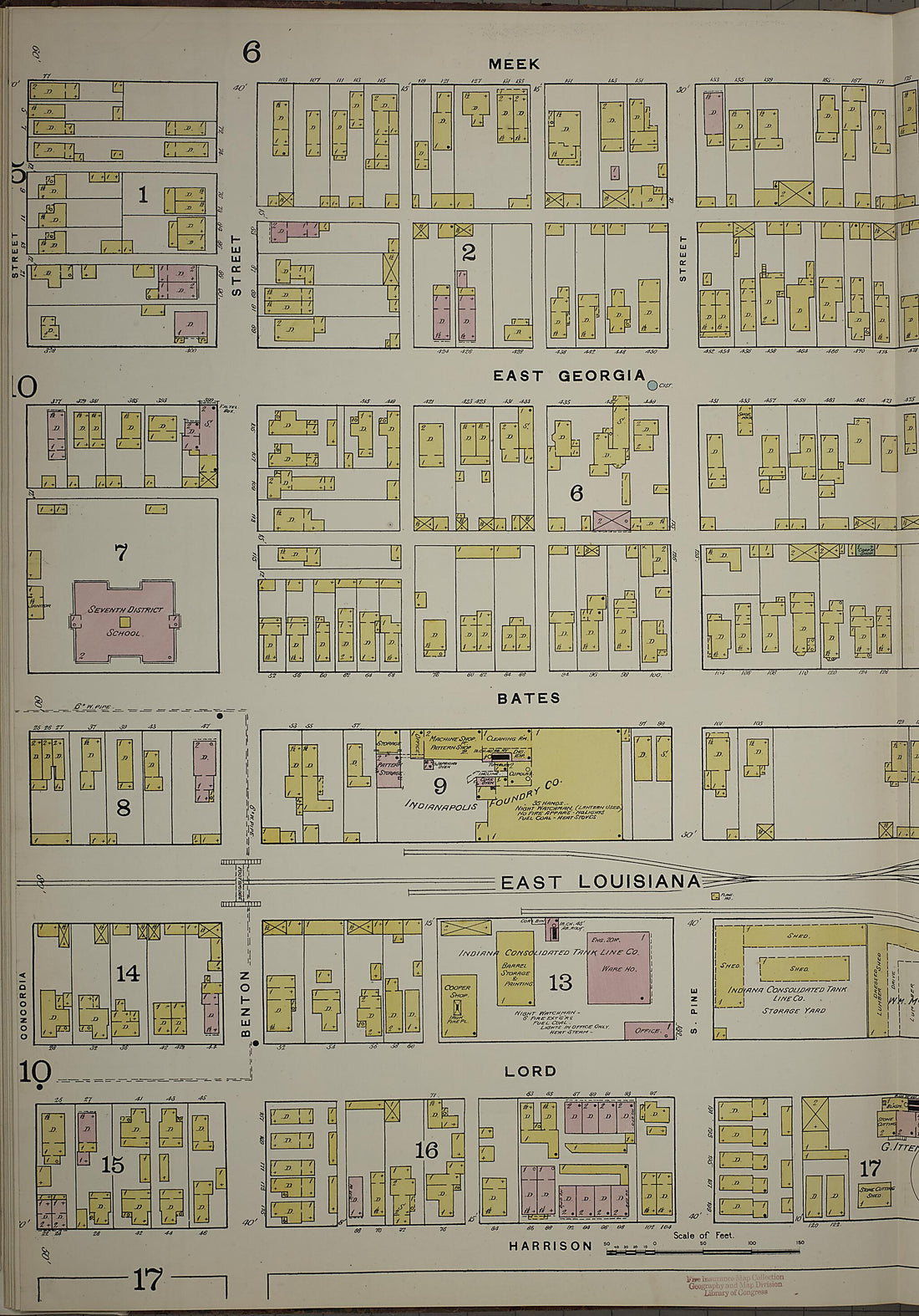 This old map of Indianapolis, Marion County, Indiana was created by Sanborn Map Company in 1887