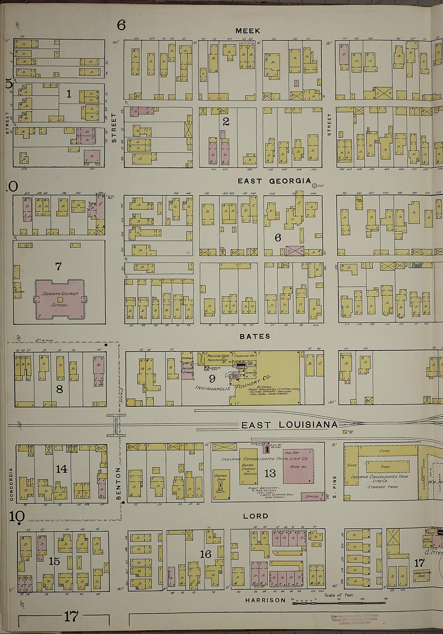 This old map of Indianapolis, Marion County, Indiana was created by Sanborn Map Company in 1887