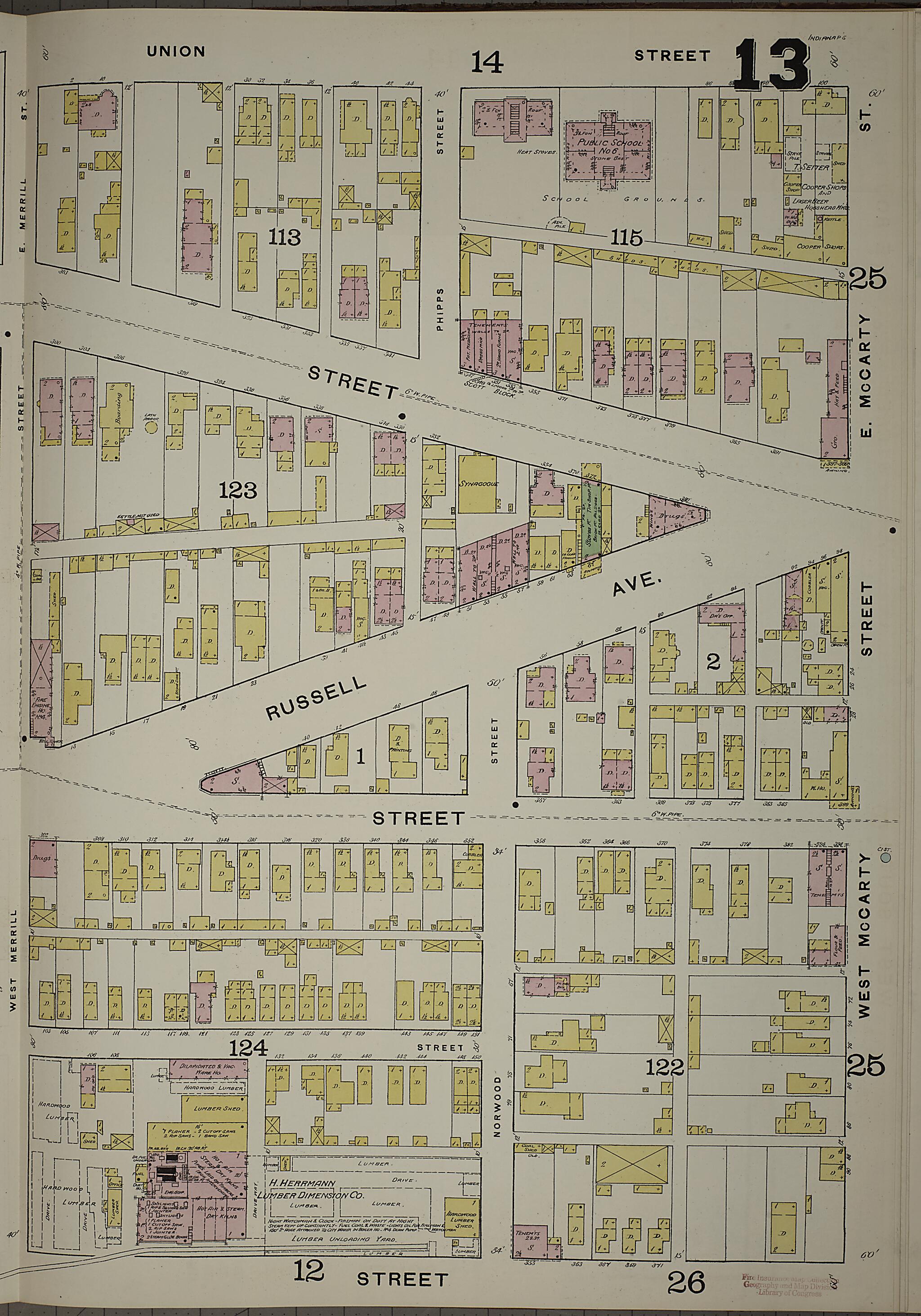 This old map of Indianapolis, Marion County, Indiana was created by Sanborn Map Company in 1887