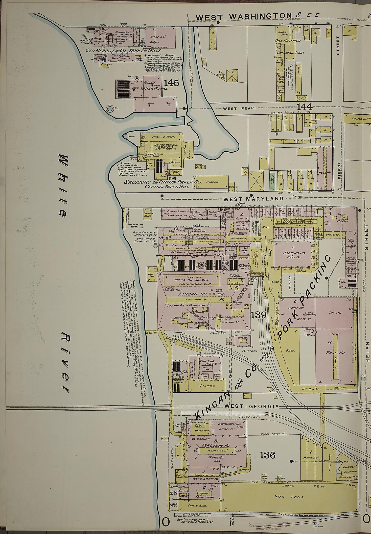 This old map of Indianapolis, Marion County, Indiana was created by Sanborn Map Company in 1887