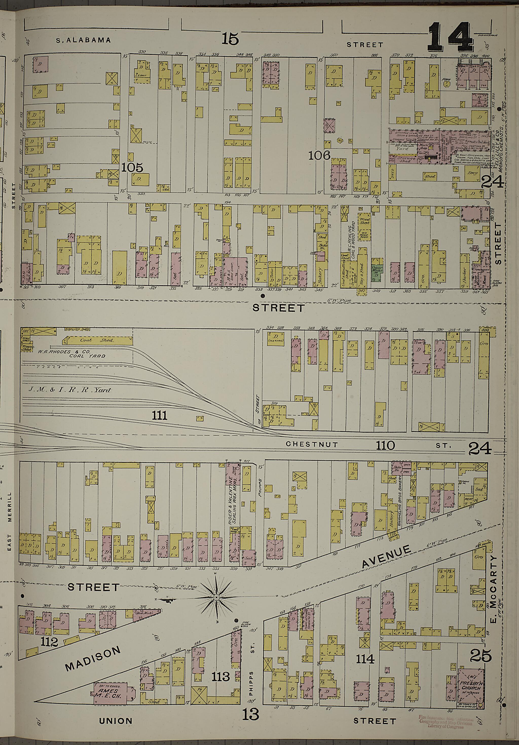 This old map of Indianapolis, Marion County, Indiana was created by Sanborn Map Company in 1887