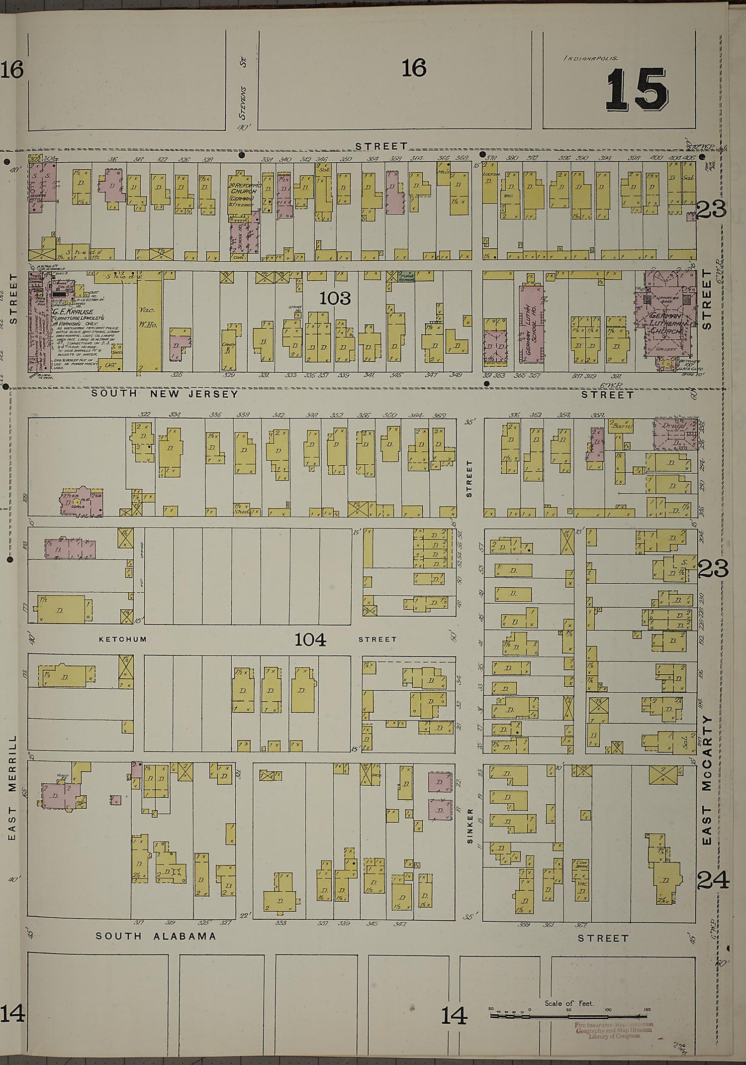 This old map of Indianapolis, Marion County, Indiana was created by Sanborn Map Company in 1887