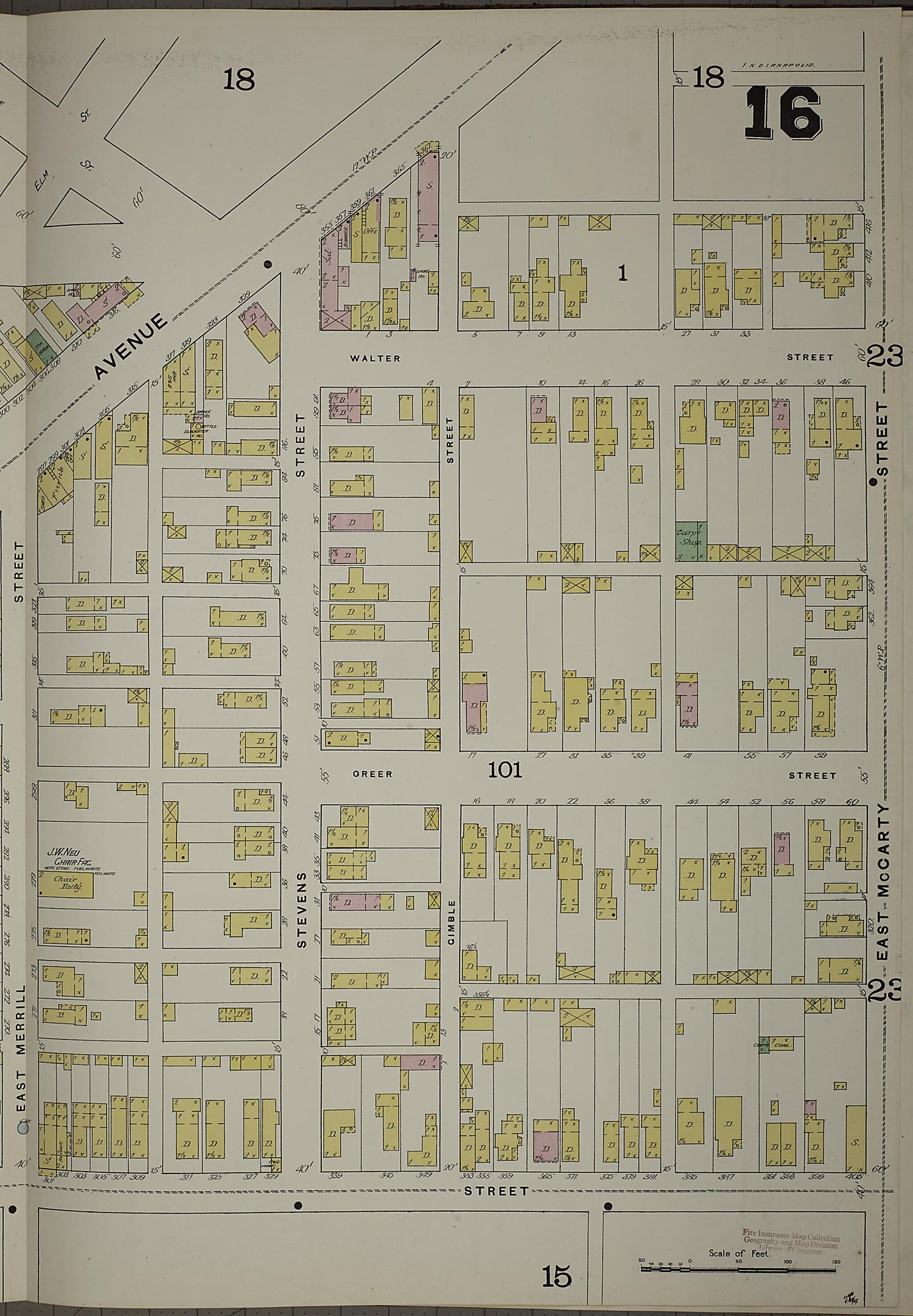 This old map of Indianapolis, Marion County, Indiana was created by Sanborn Map Company in 1887