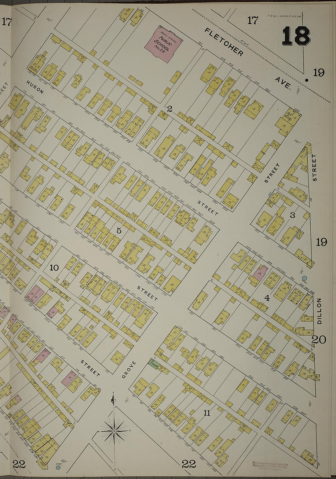 This old map of Indianapolis, Marion County, Indiana was created by Sanborn Map Company in 1887